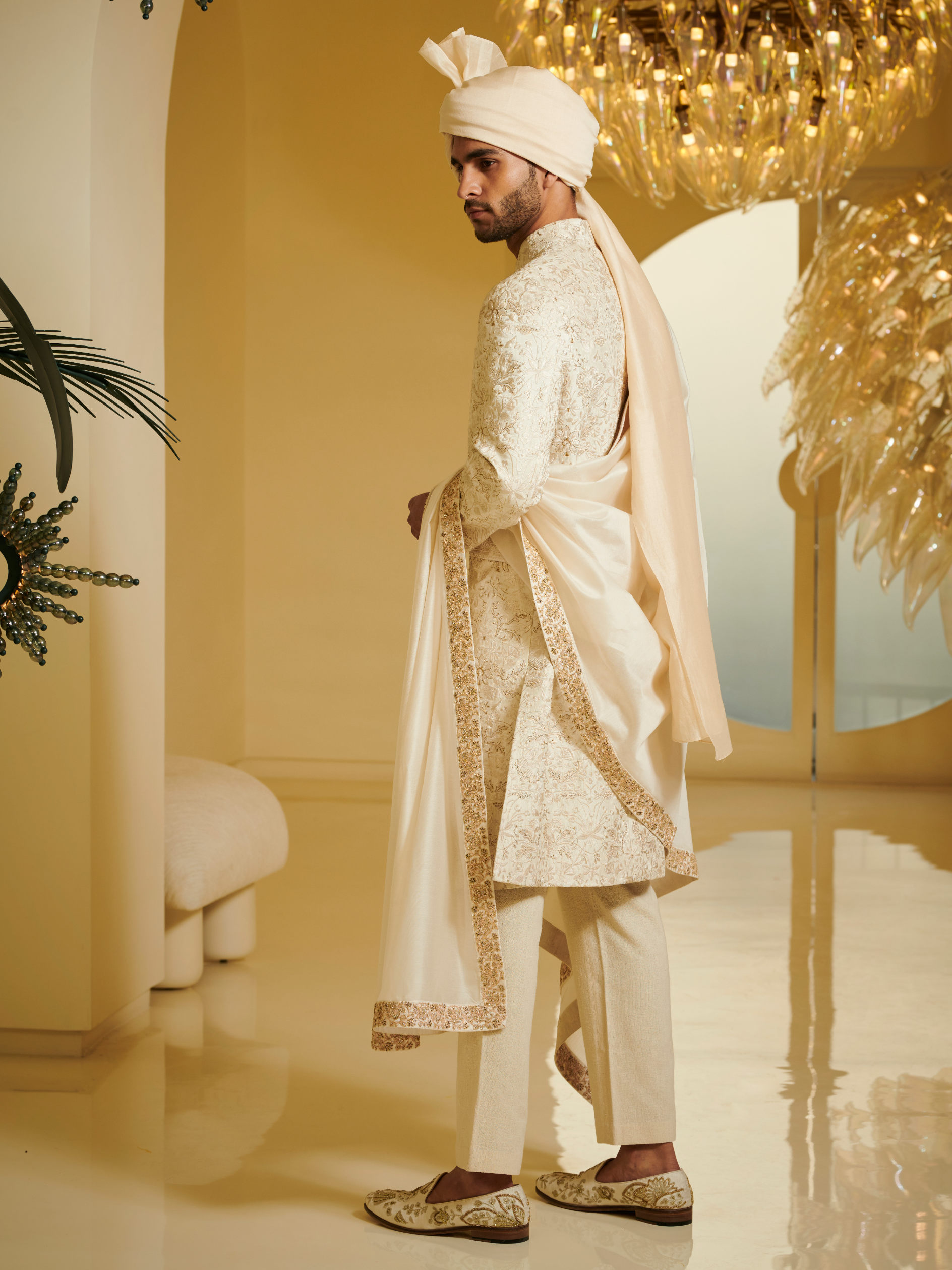 Embroidered Ivory Sherwani