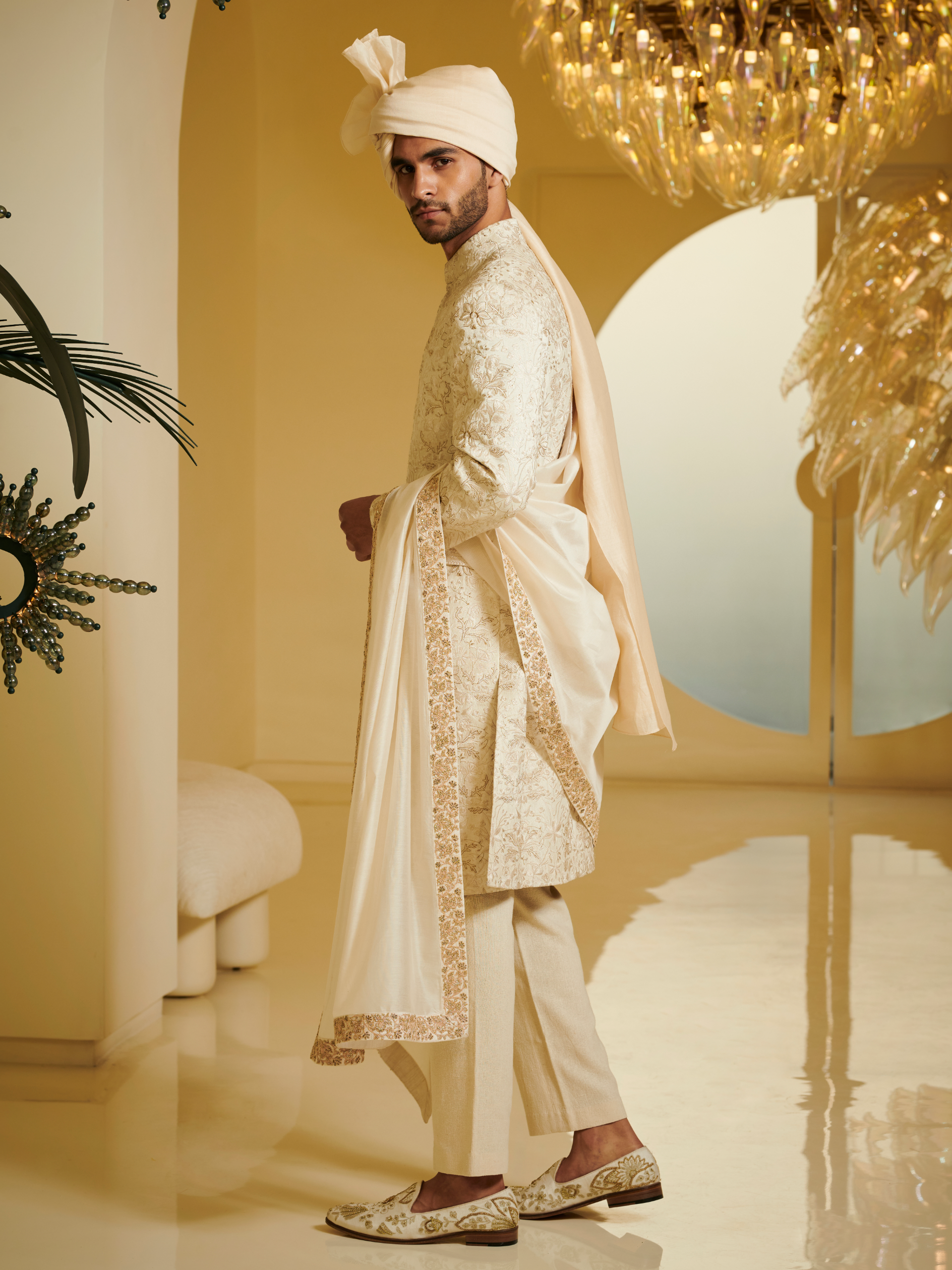 Embroidered Ivory Sherwani