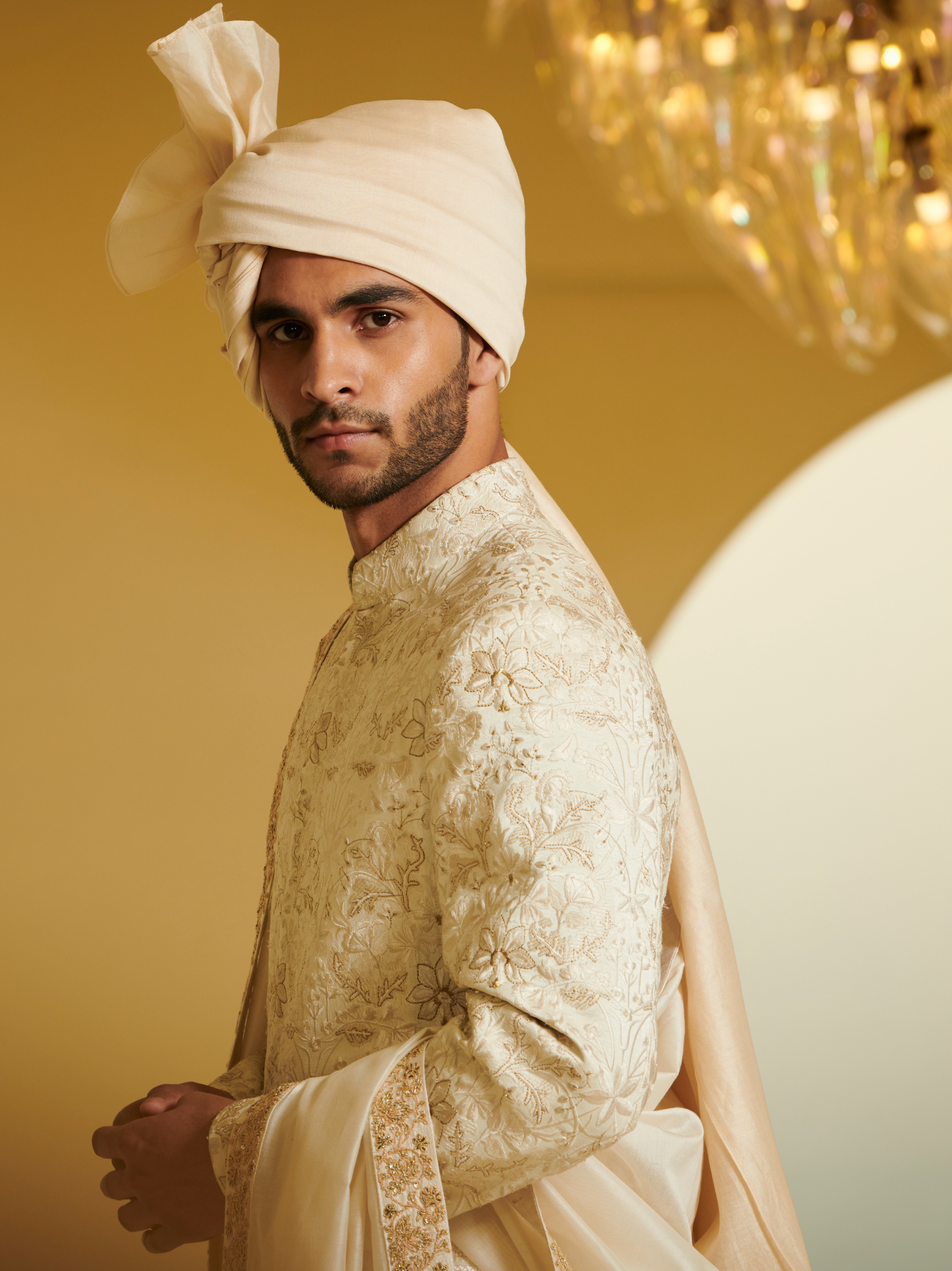 Embroidered Ivory Sherwani