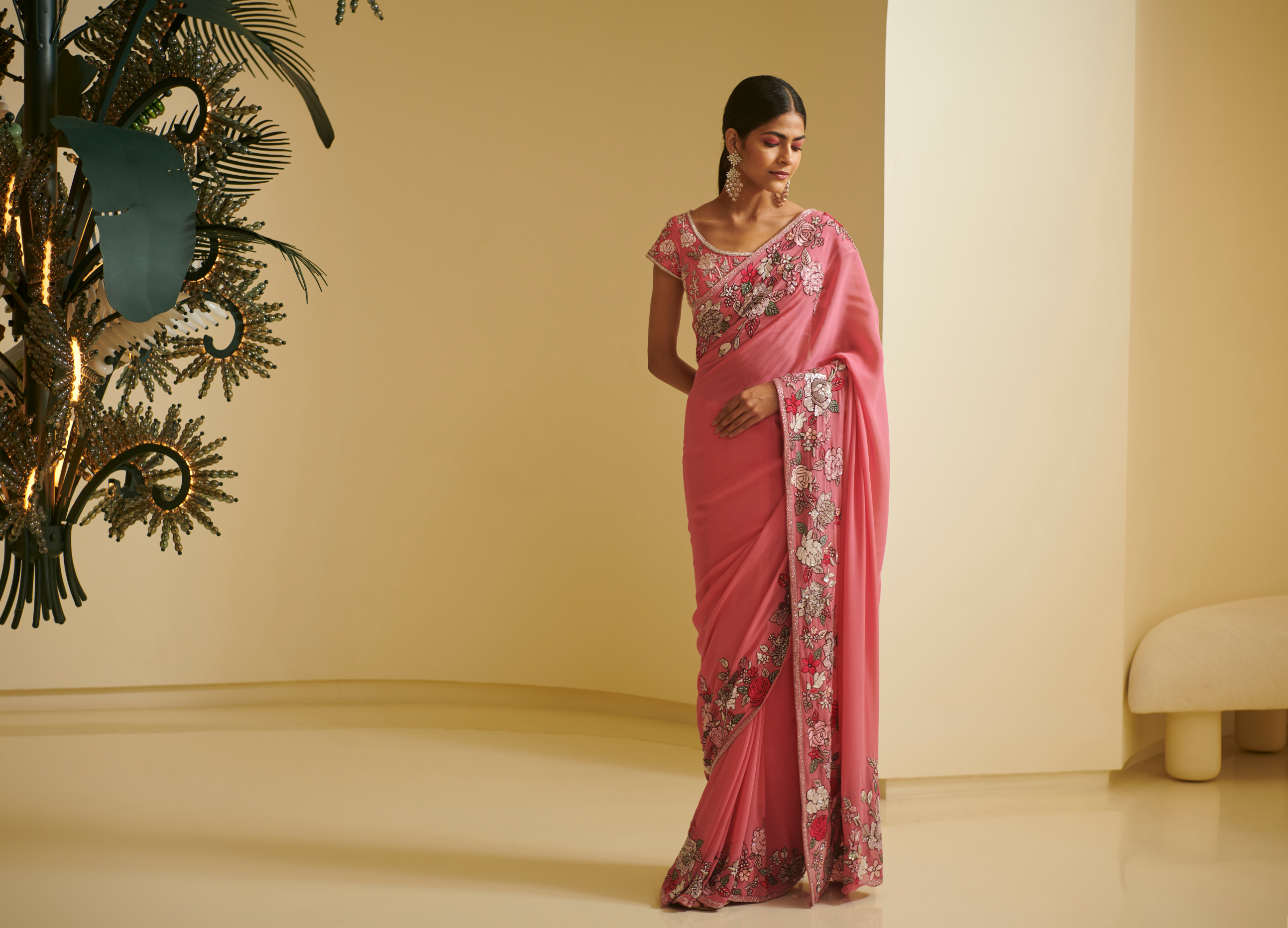 Border Embroidered Saree With Blouse