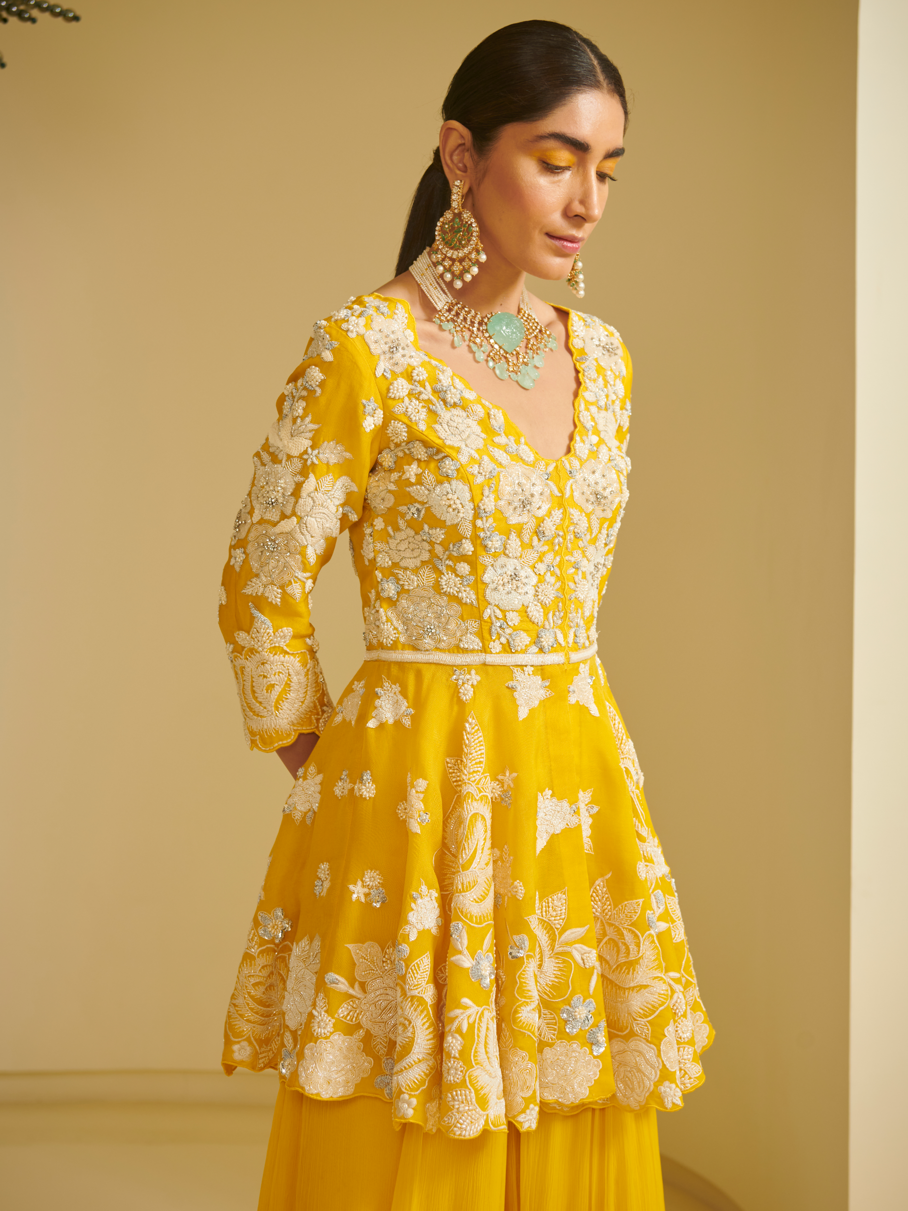 Embroidered Peplum With Sharara Varun Bahl
