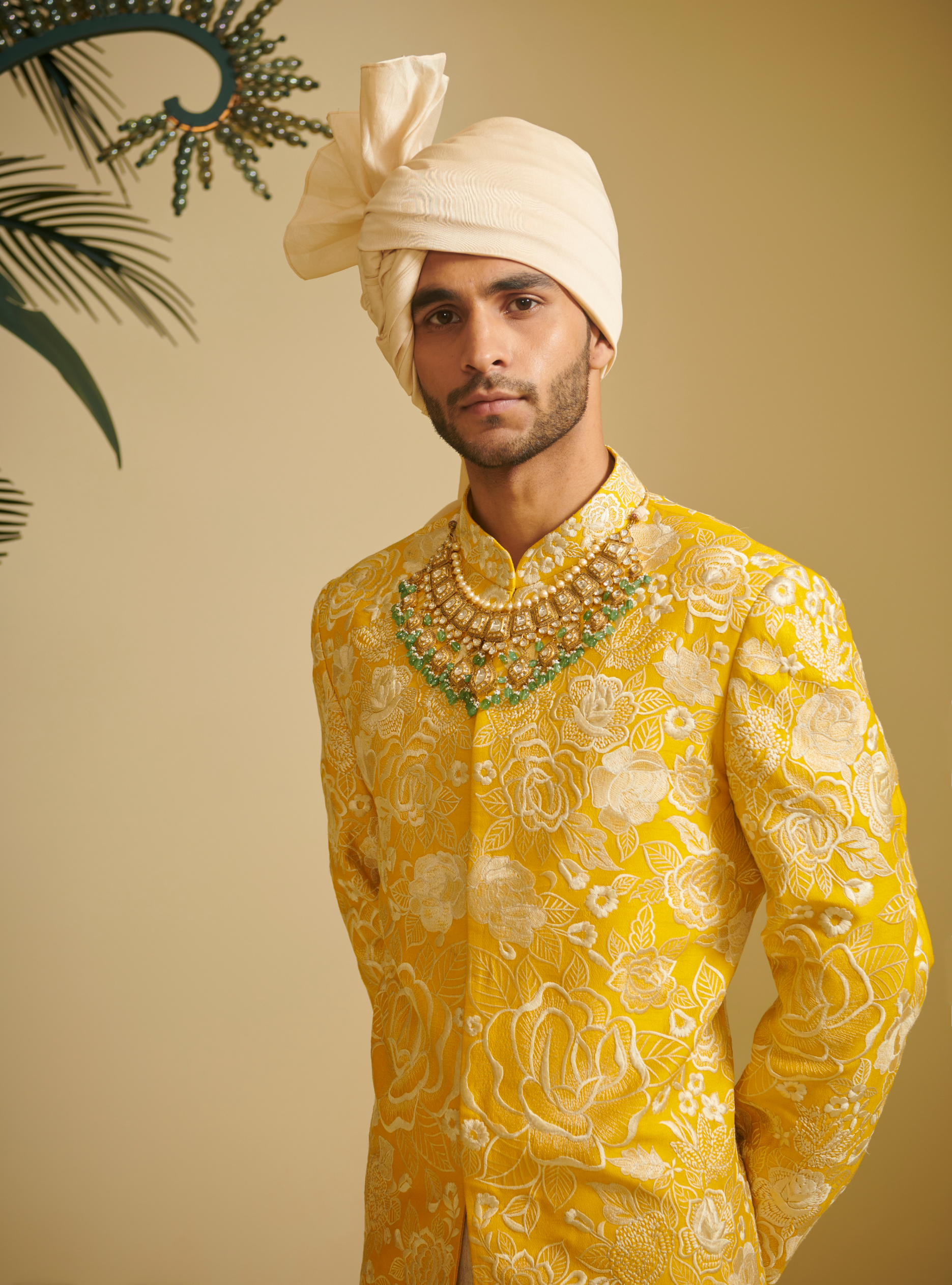 Embroidered Sherwani With Silk Ivory Churidar