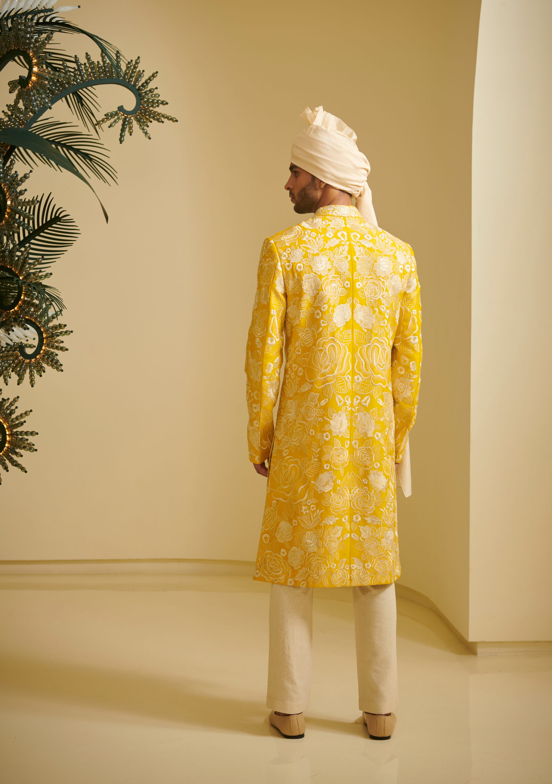 Embroidered Sherwani With Silk Ivory Churidar