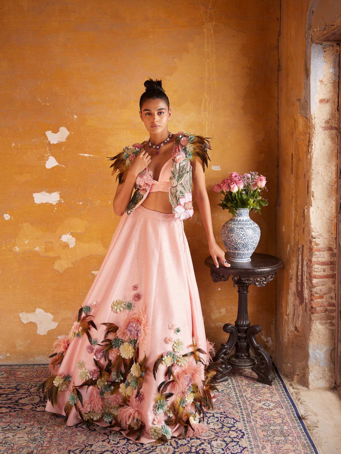 Light Pink Embroidered Lehenga Set