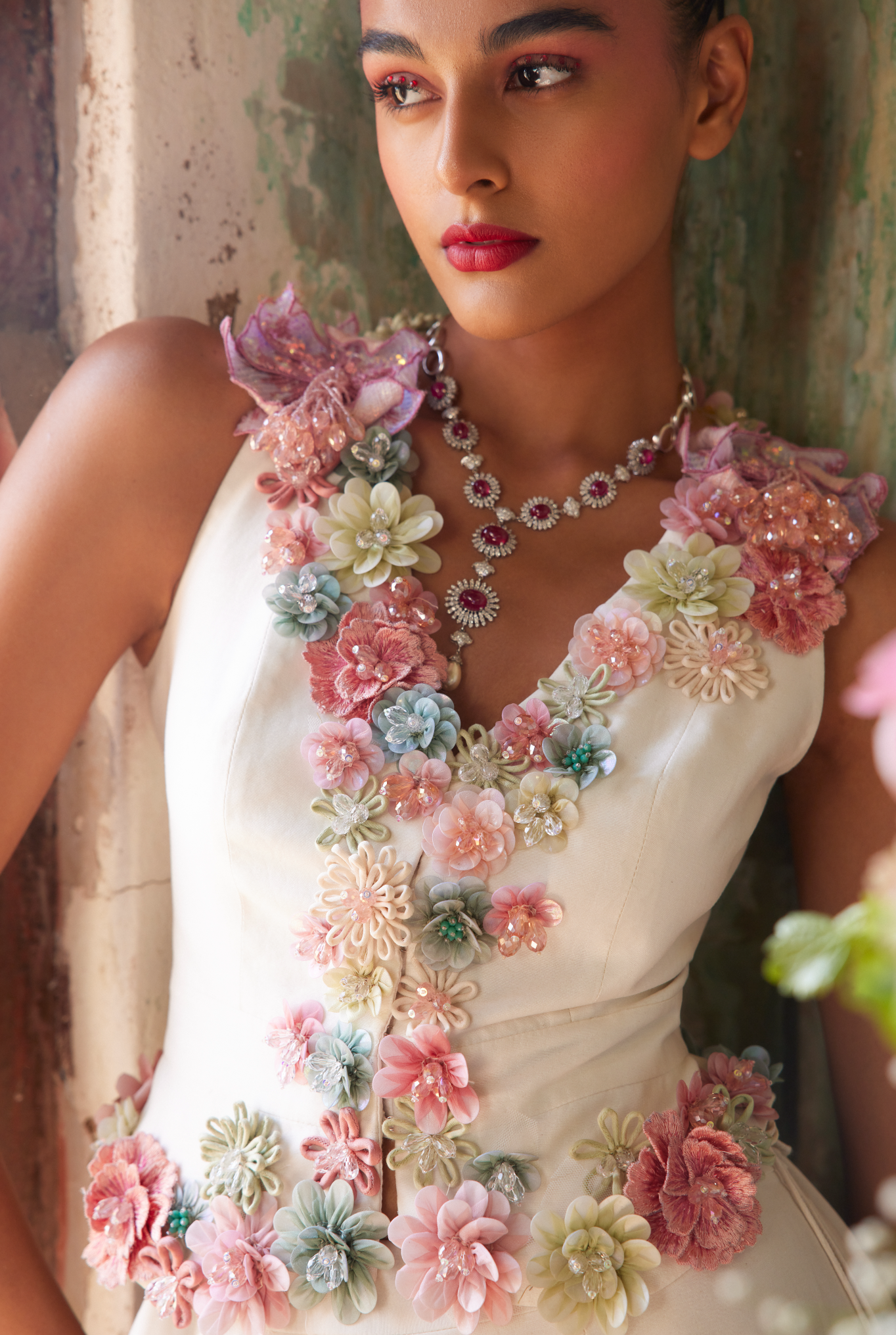 Classic Ivory Corsage Gilet and Lehenga Set