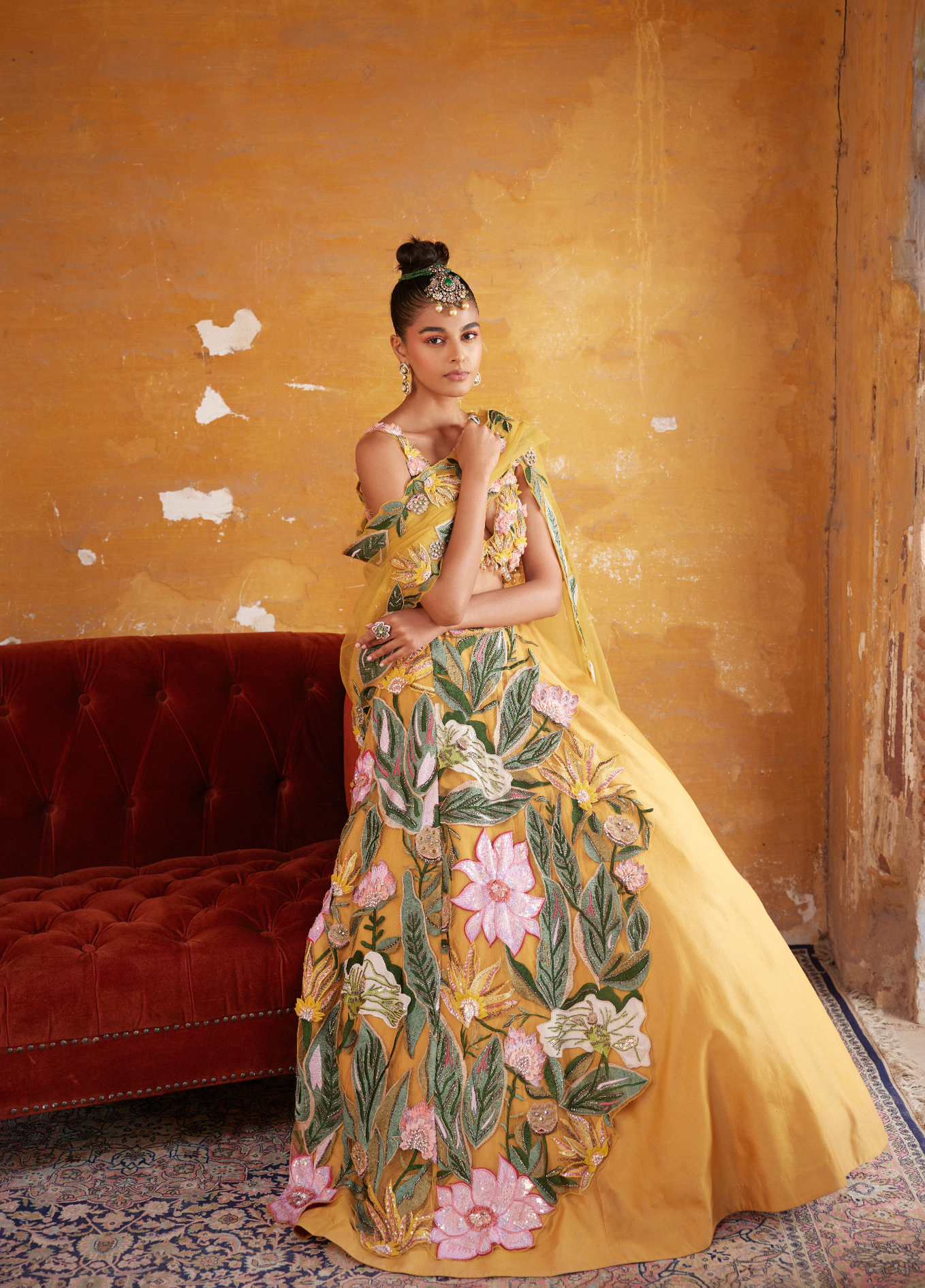 Tuscan Yellow Embroidered Lehenga Set