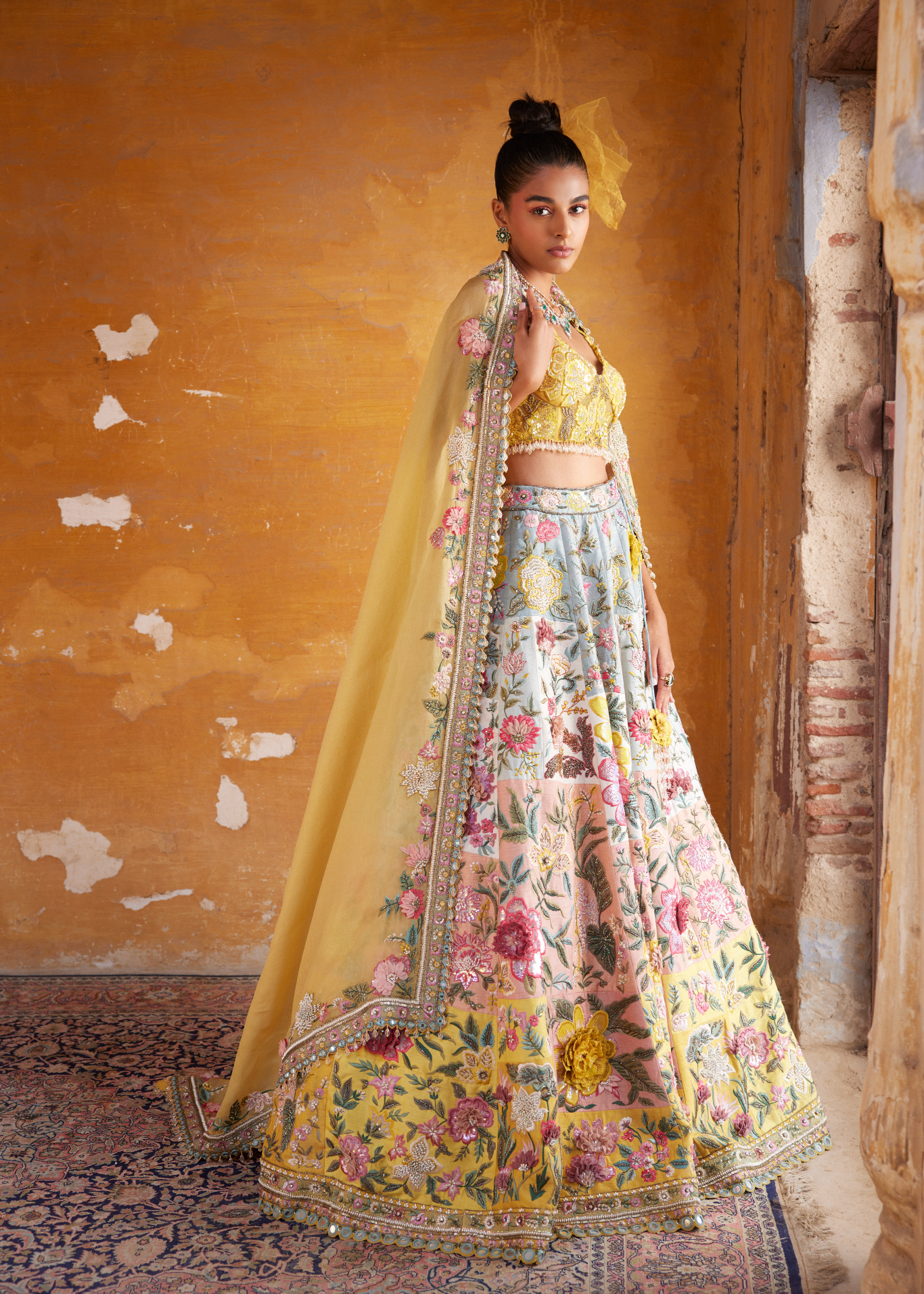 Multi Patchwork Lehenga With Blouse & Dupatta Set