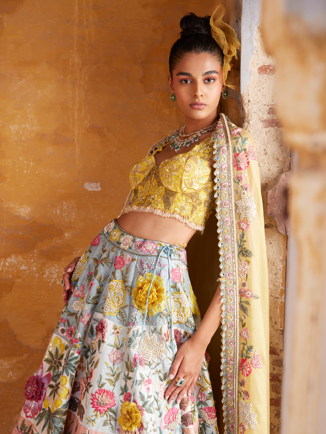 Multi Patchwork Lehenga With Blouse & Dupatta Set