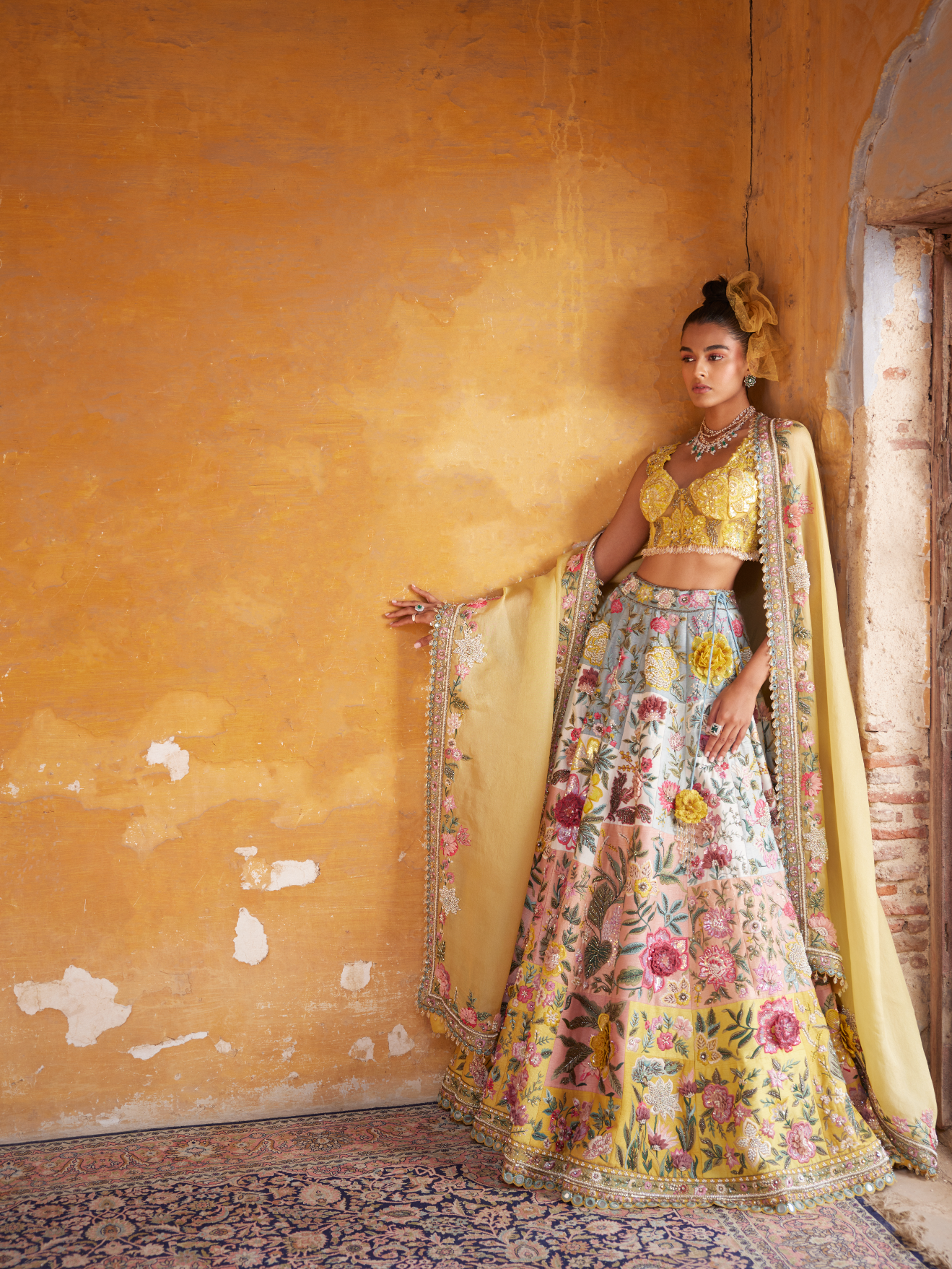 Multi Patchwork Lehenga With Blouse & Dupatta Set