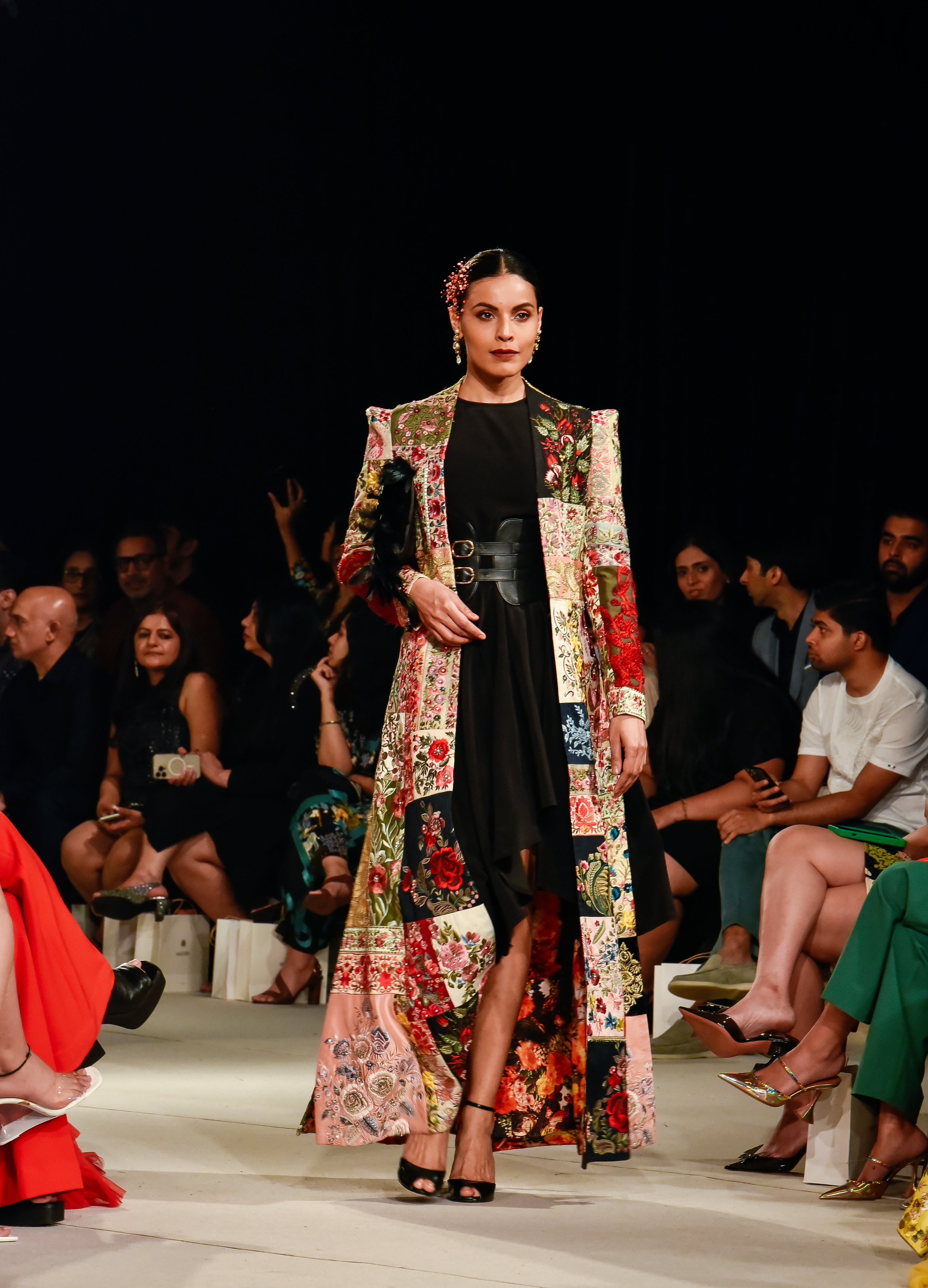 Upcycled Multi Patchwork Anarkali Jacket & Black Dress