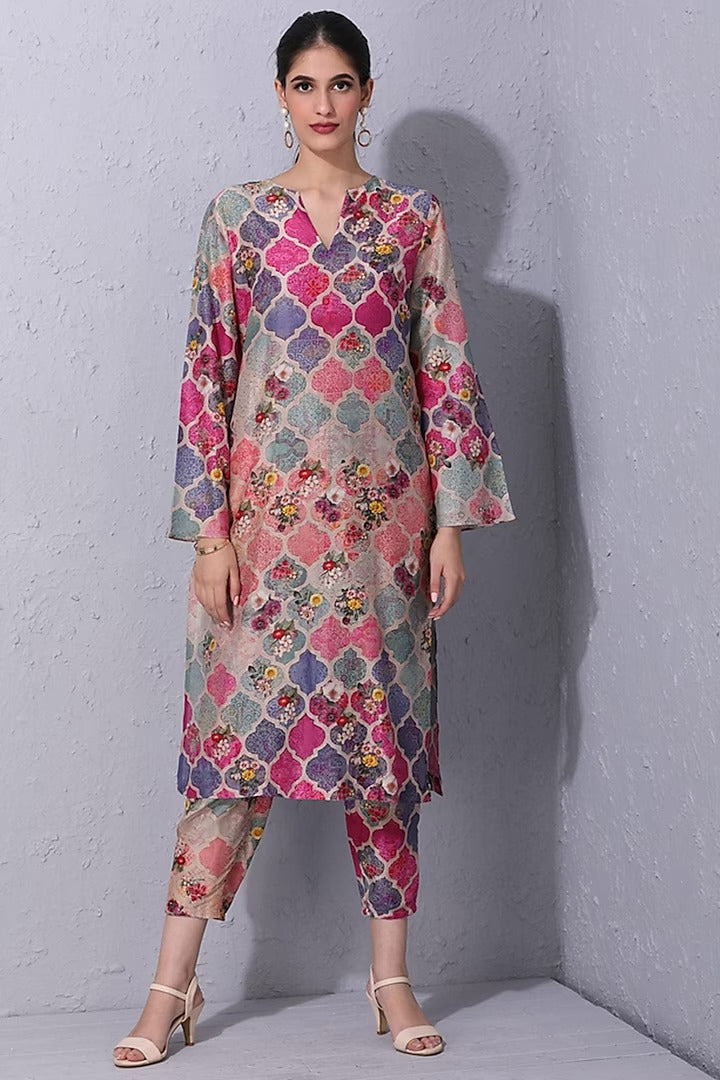 Moroccan Touch Printed Chanderi Kurta Set