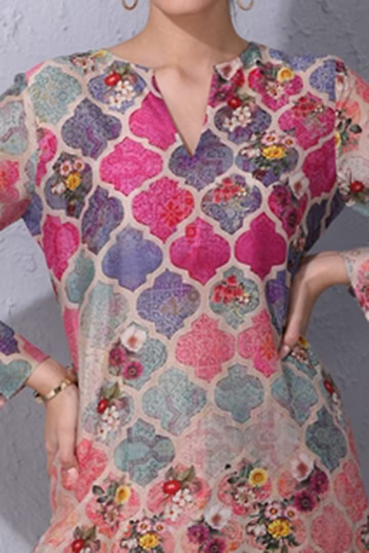 Moroccan Touch Printed Chanderi Kurta Set