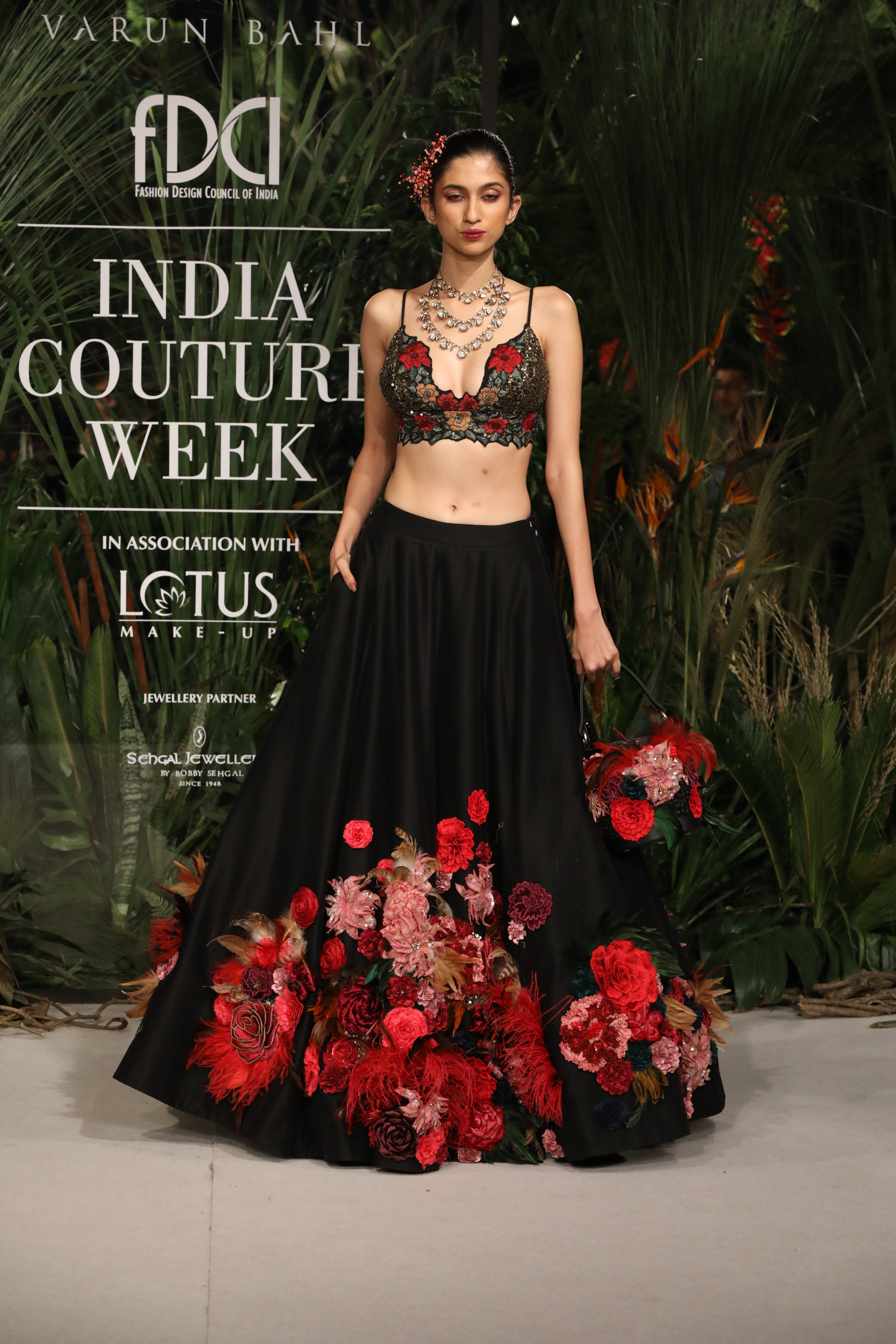 Black Floral Embroidered Lehenga Set
