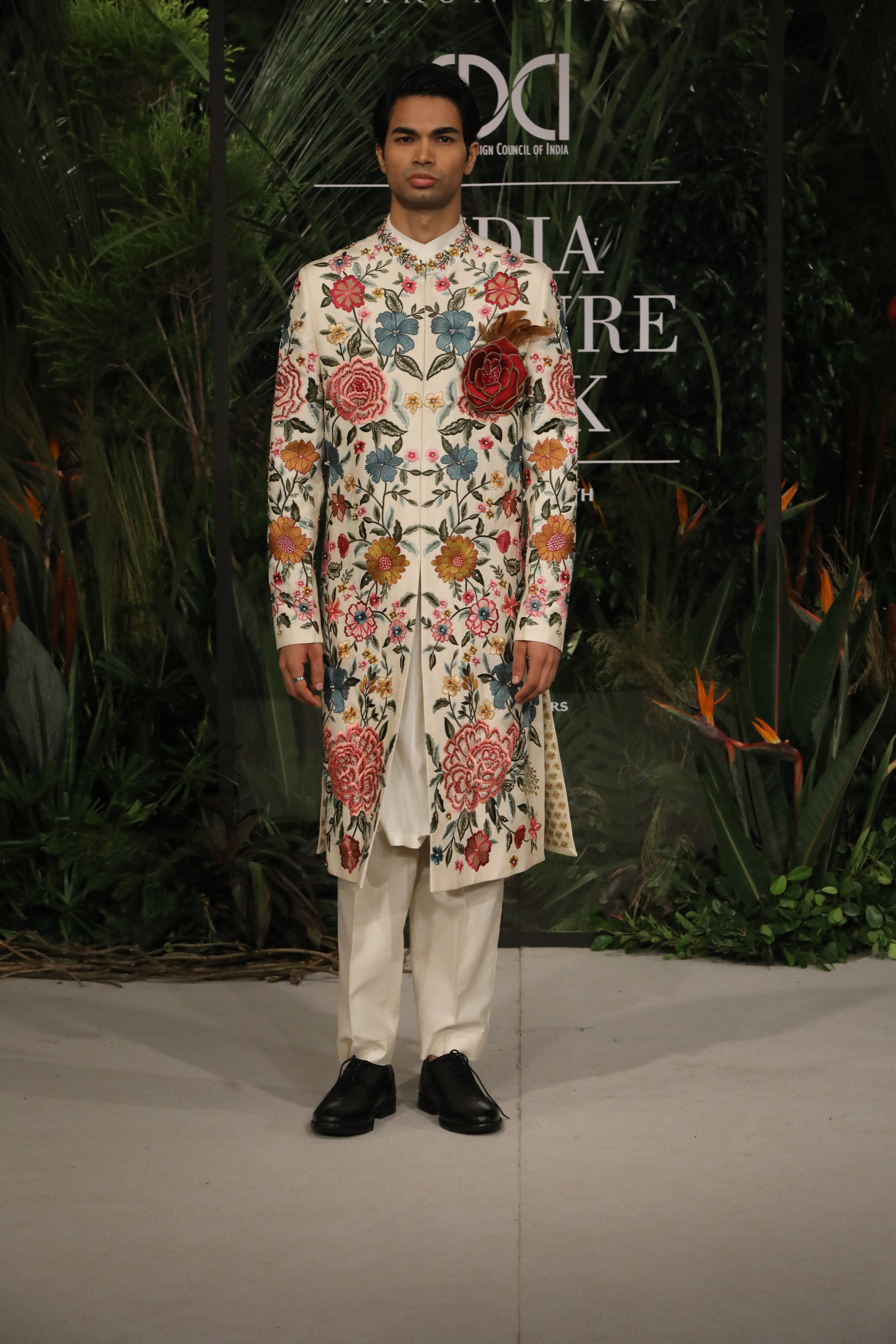 Ivory Embroidered Sherwani Set