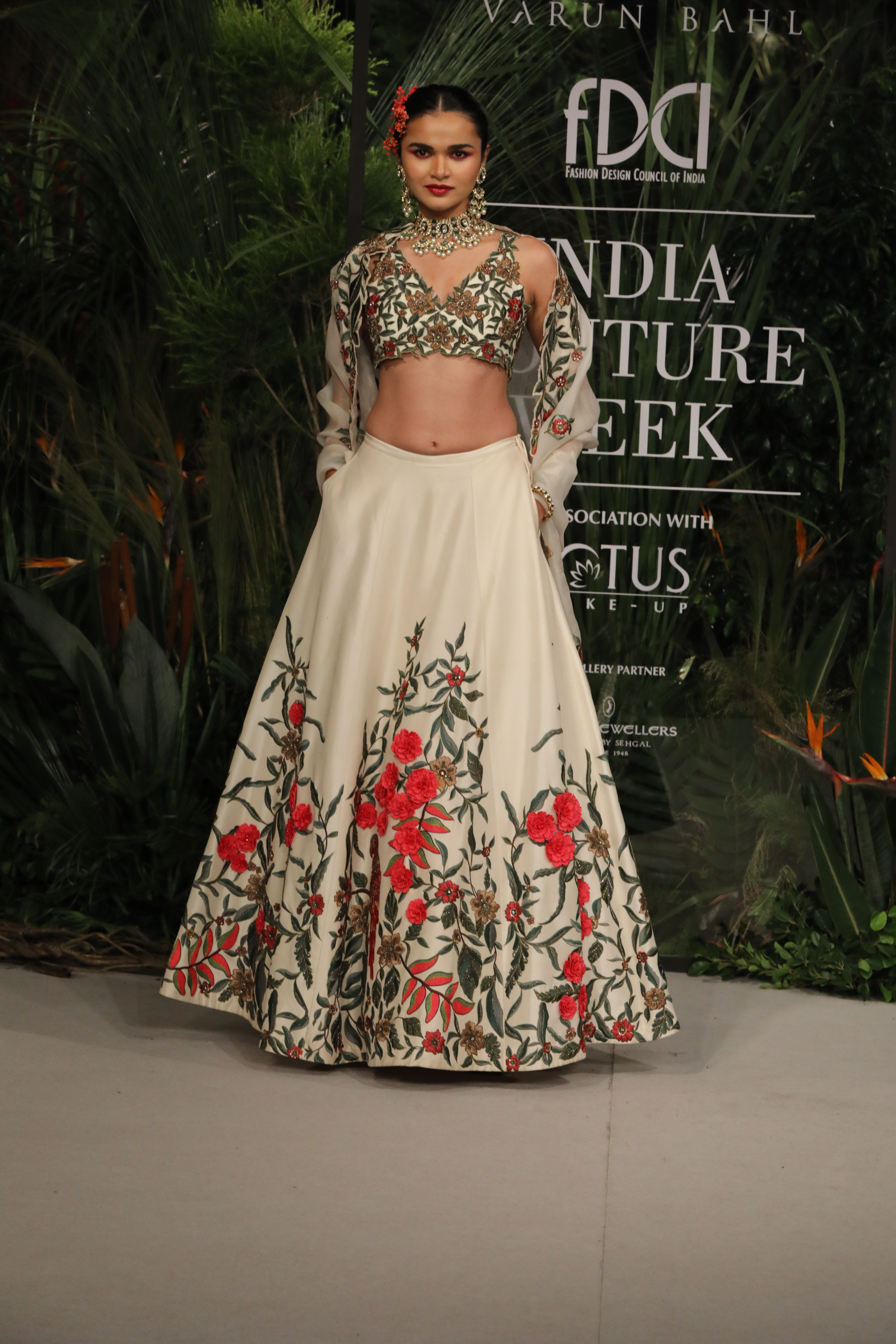 Ivory Embroidered Silk Lehenga Set With Dupatta