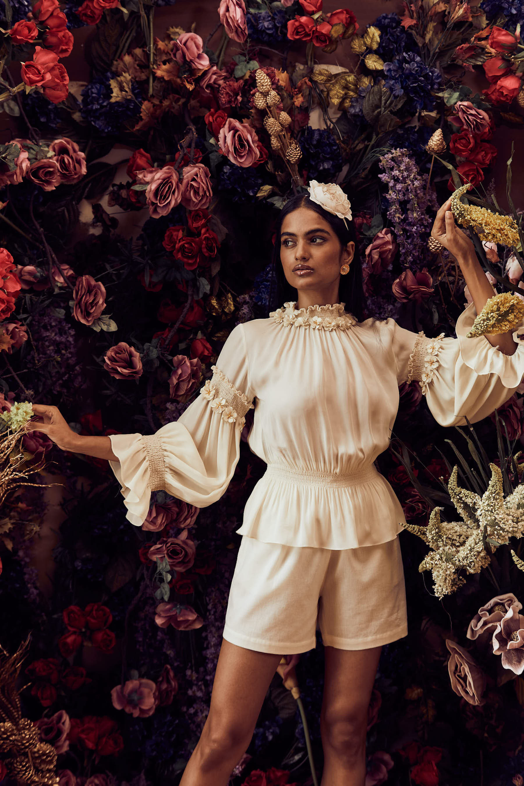 Peplum Top With Detailed Poet Sleeves