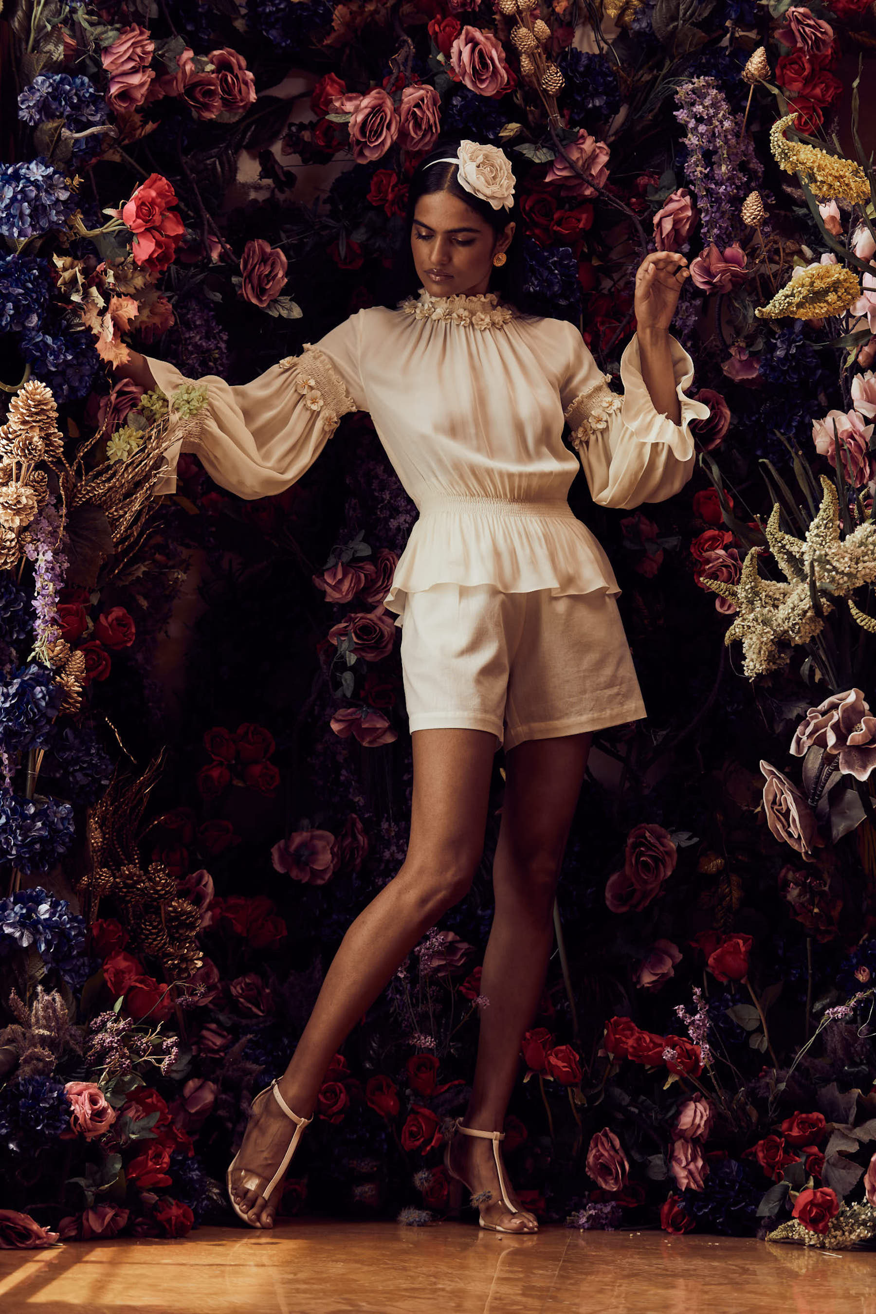 Peplum Top With Detailed Poet Sleeves