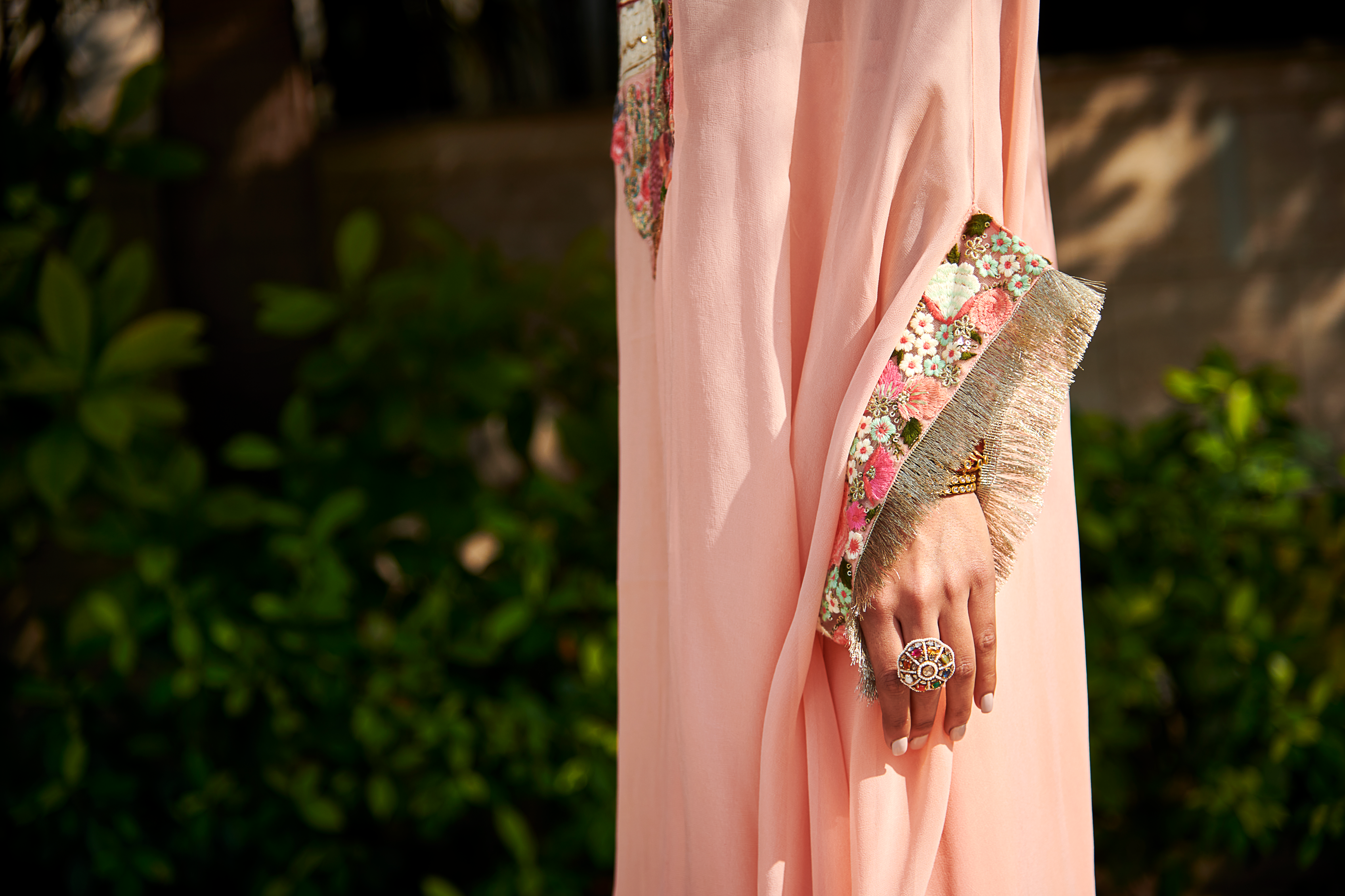 Multi Patch Peach Zipper Tunic & Sharara Set