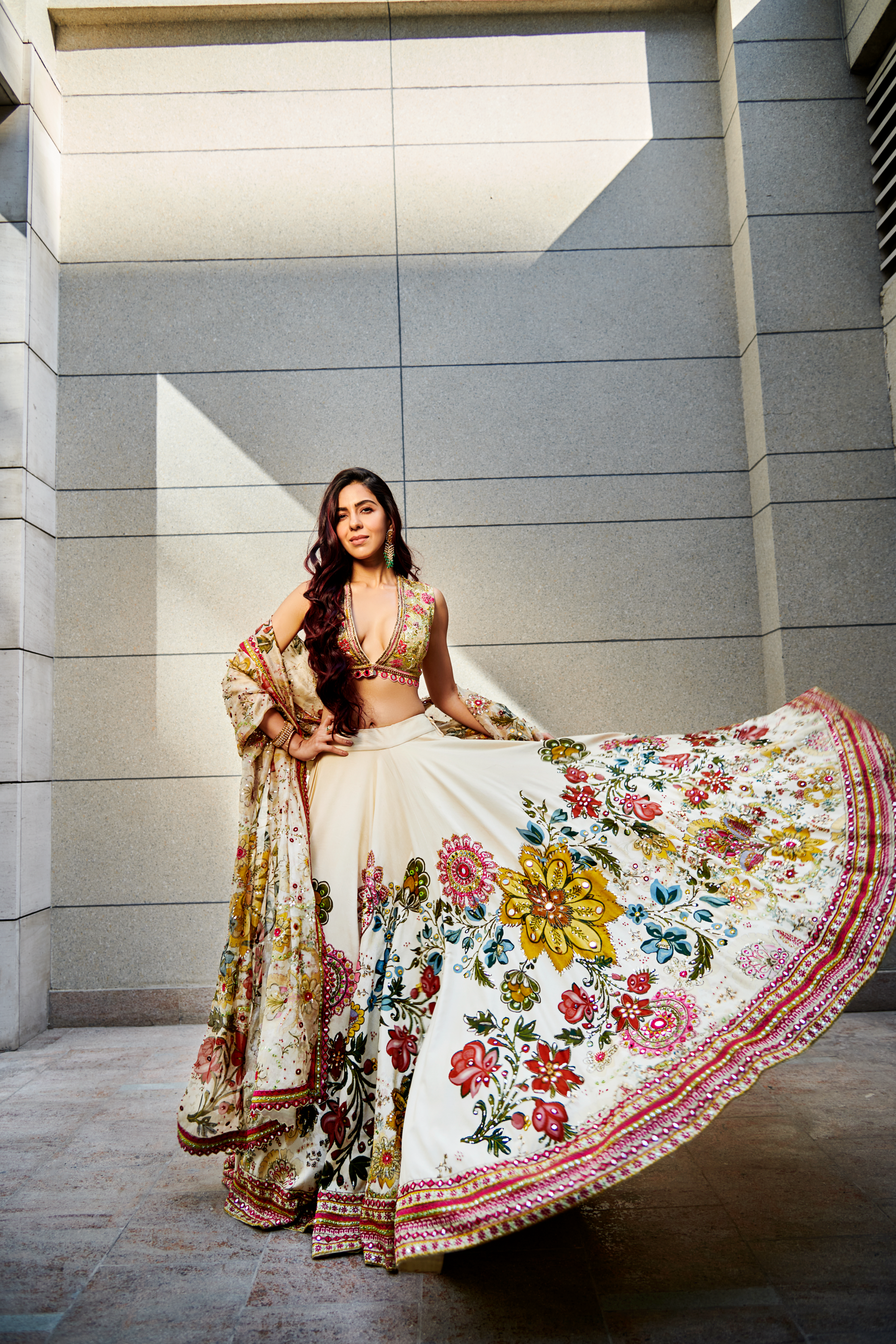 Multicolor Embroidered Lehenga Set