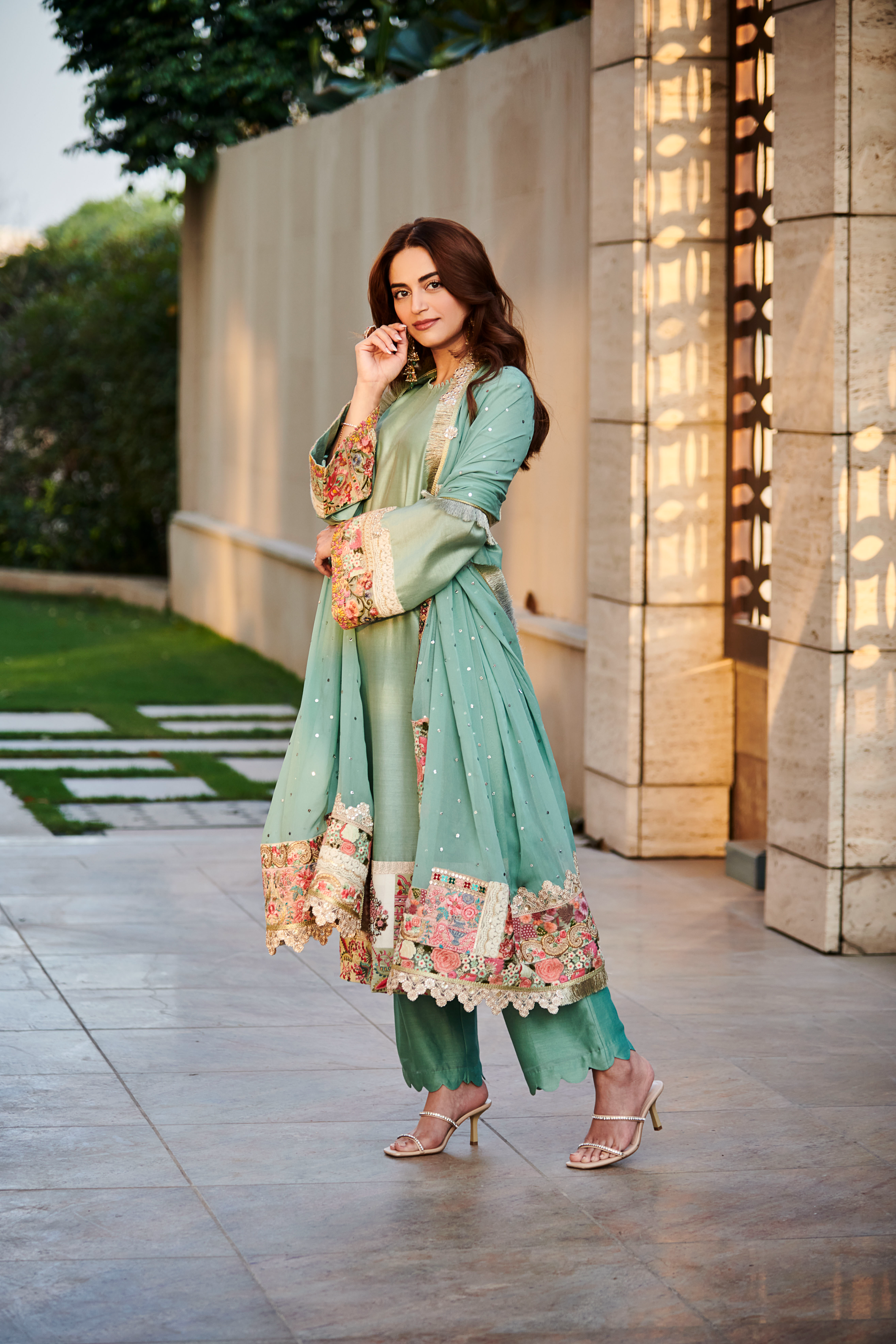 Multi Patch Mint Green Suit Set