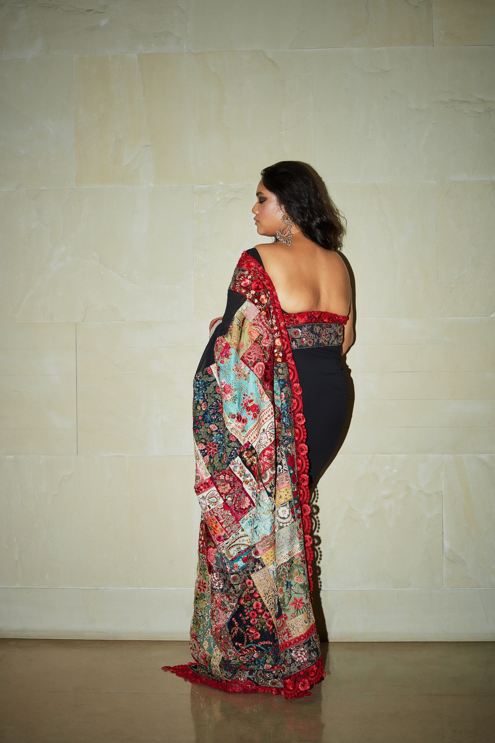 Vintage Upcycled Multi Patch Saree Set