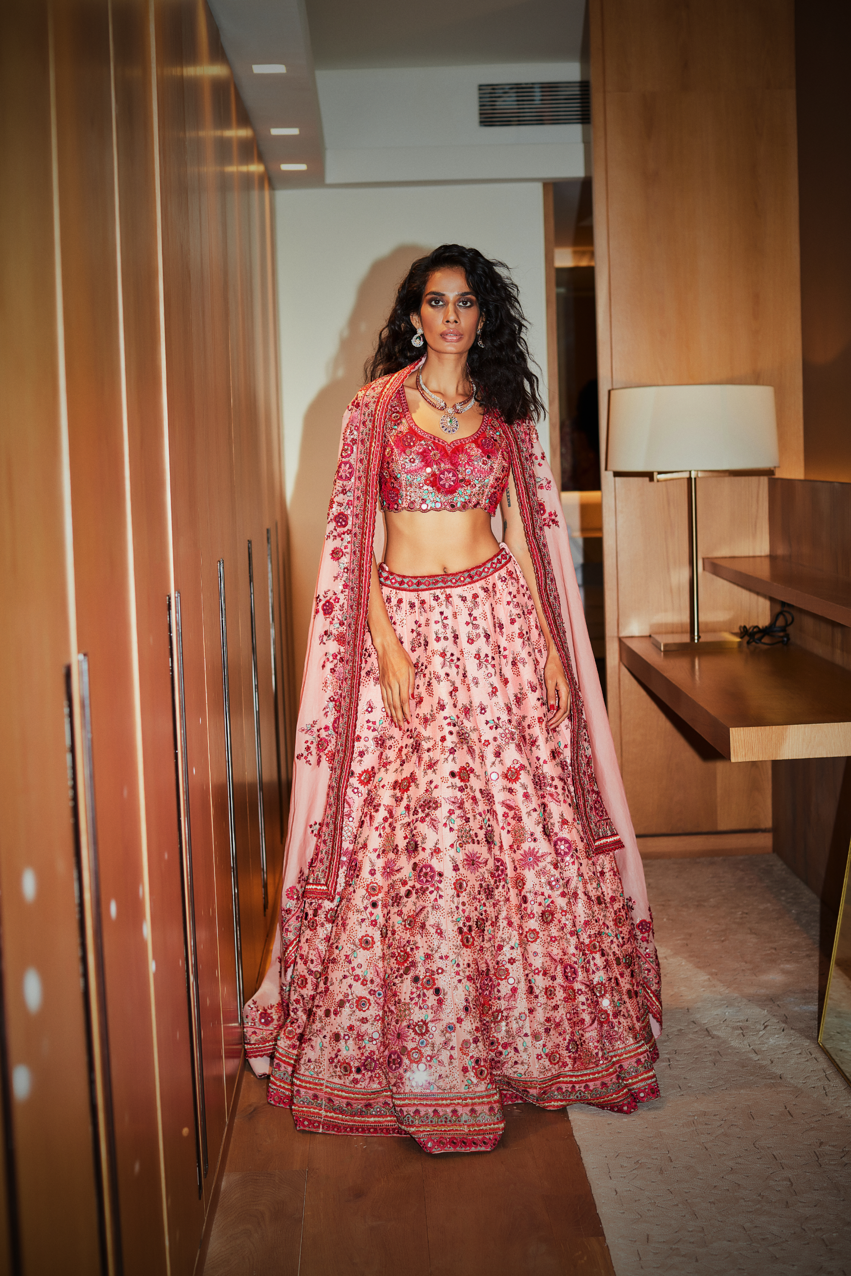 Blush Pink Hand Embroidered Lehenga Set