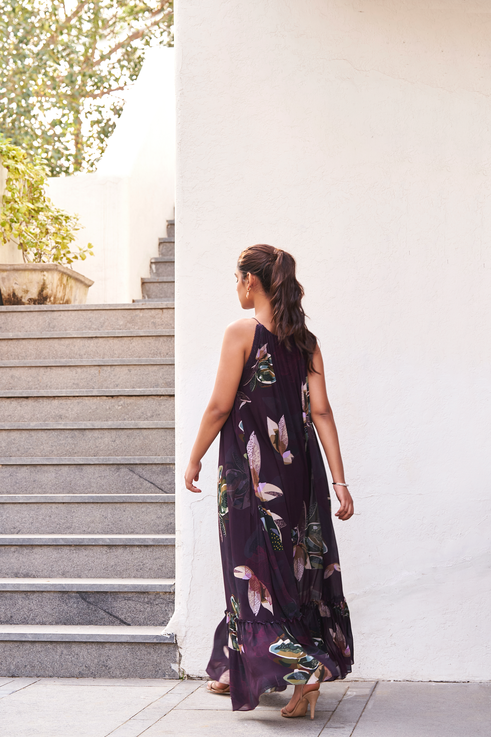 Botanical Leaf Maxi Dress