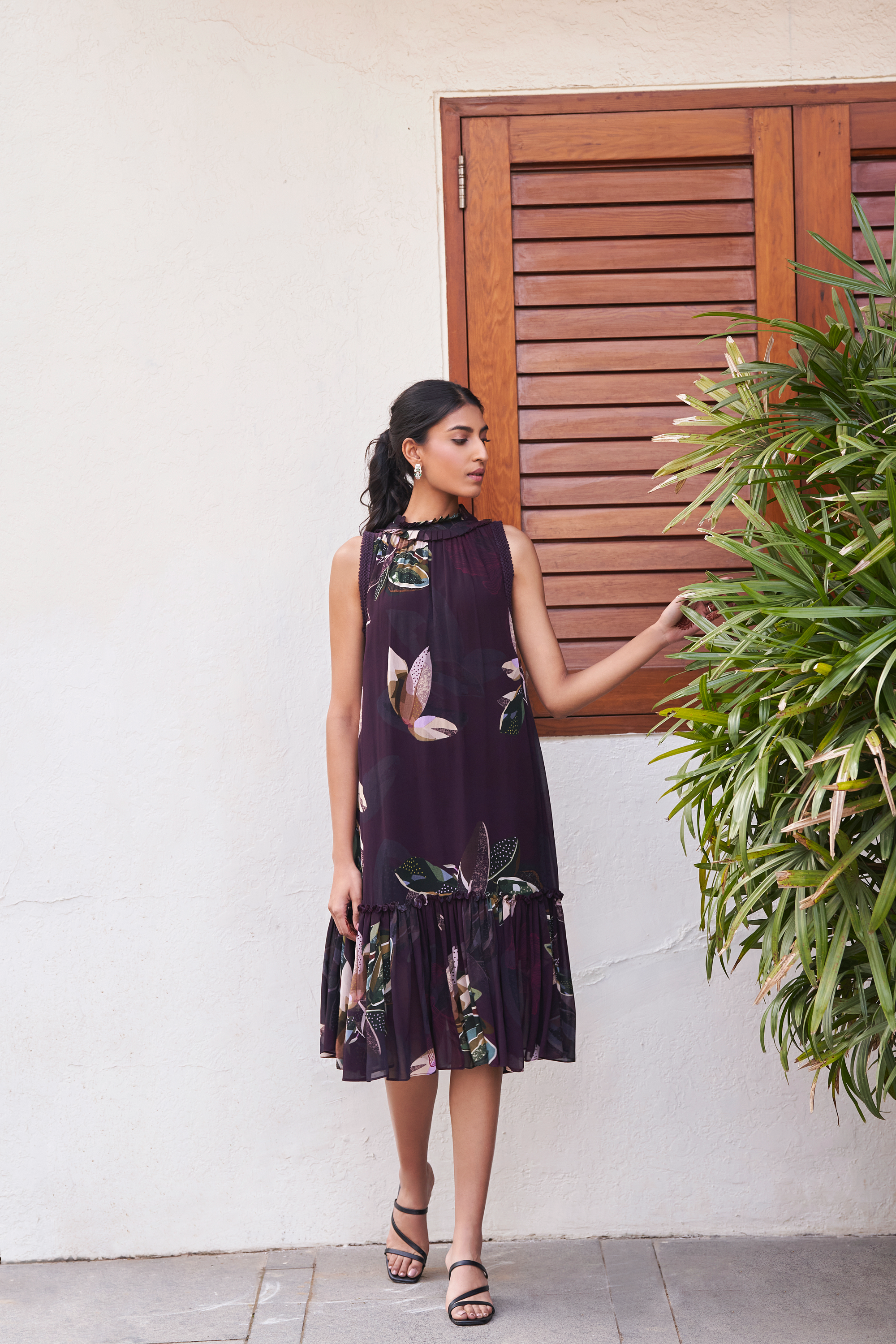 Botanical Leaf Tiered Dress