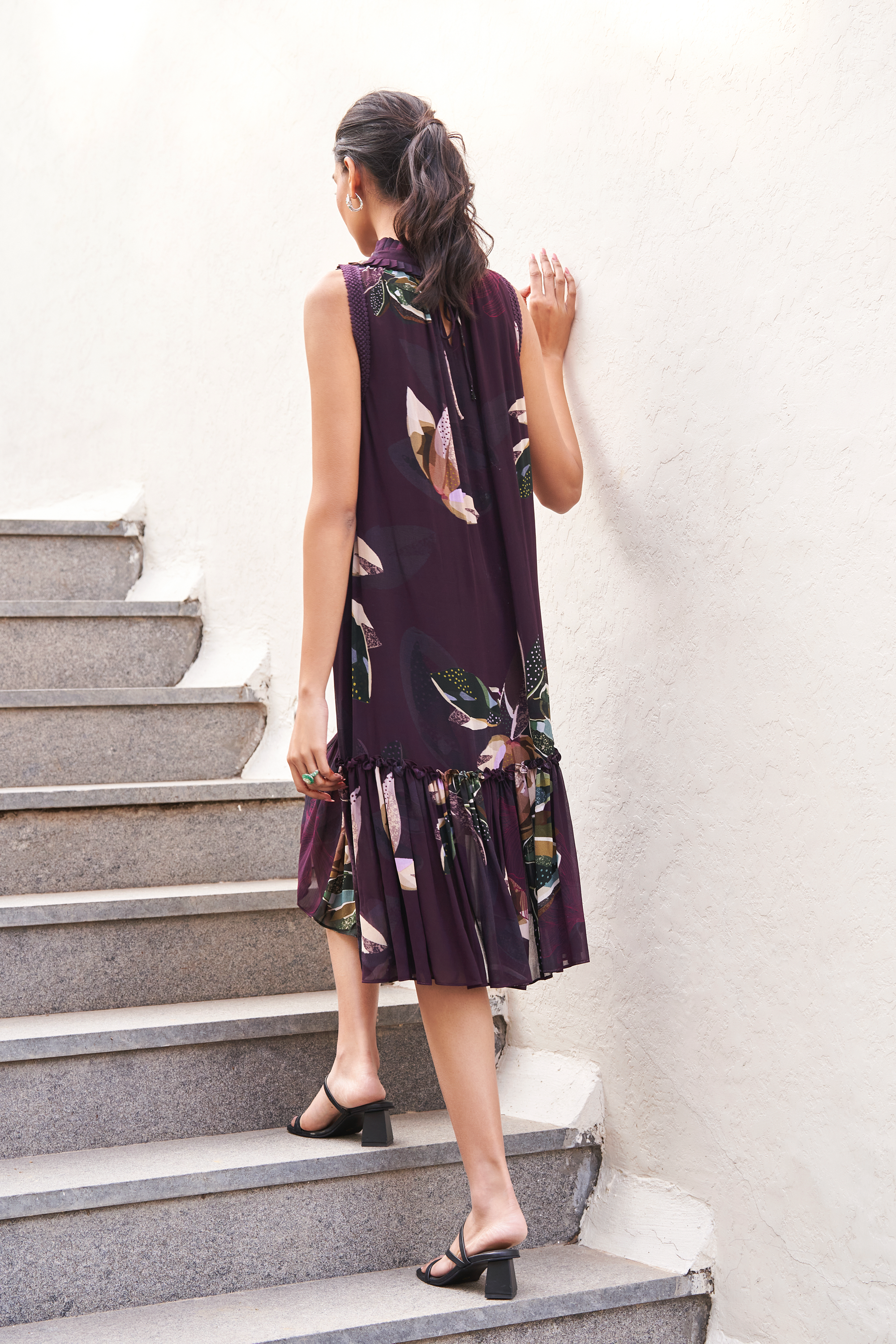 Botanical Leaf Tiered Dress