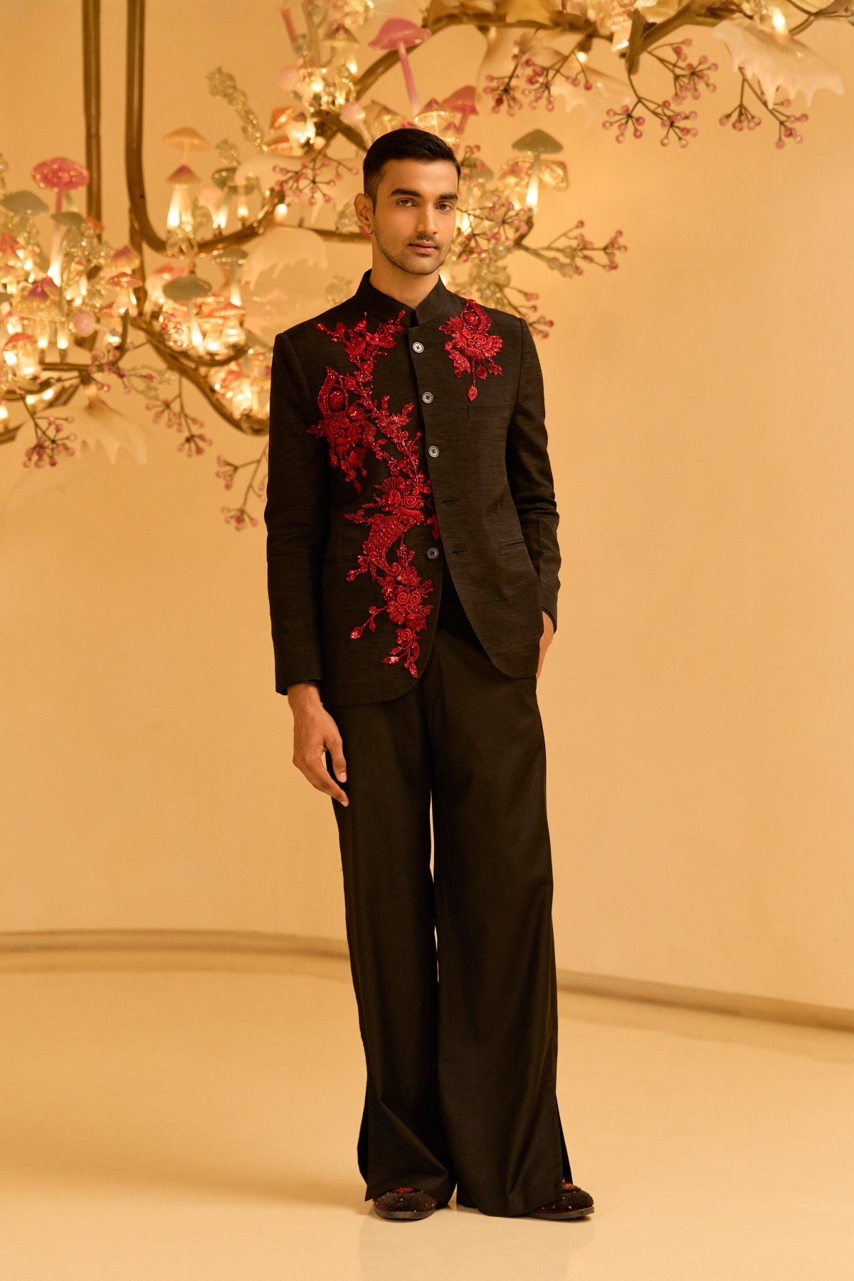 Noir Bloom Bandhgala SET