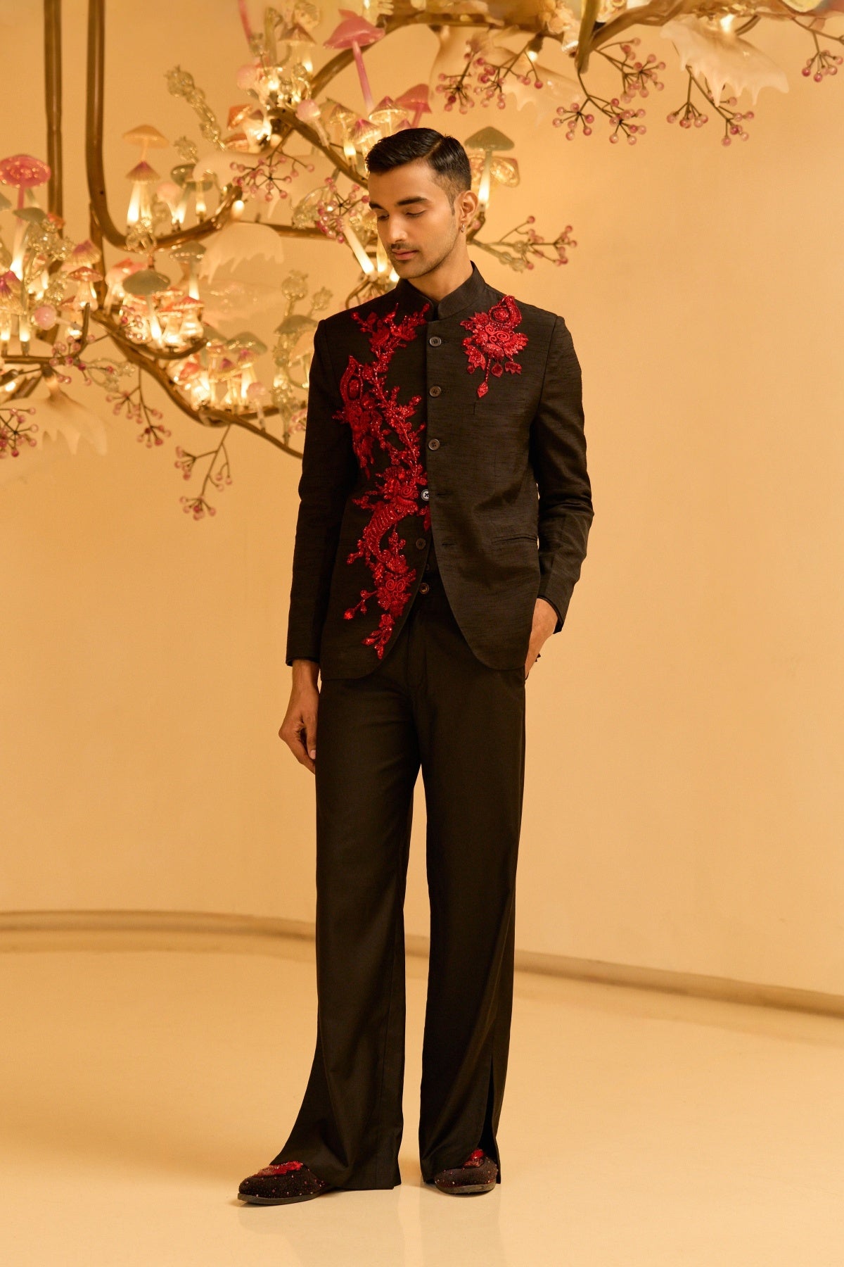 Noir Bloom Bandhgala SET