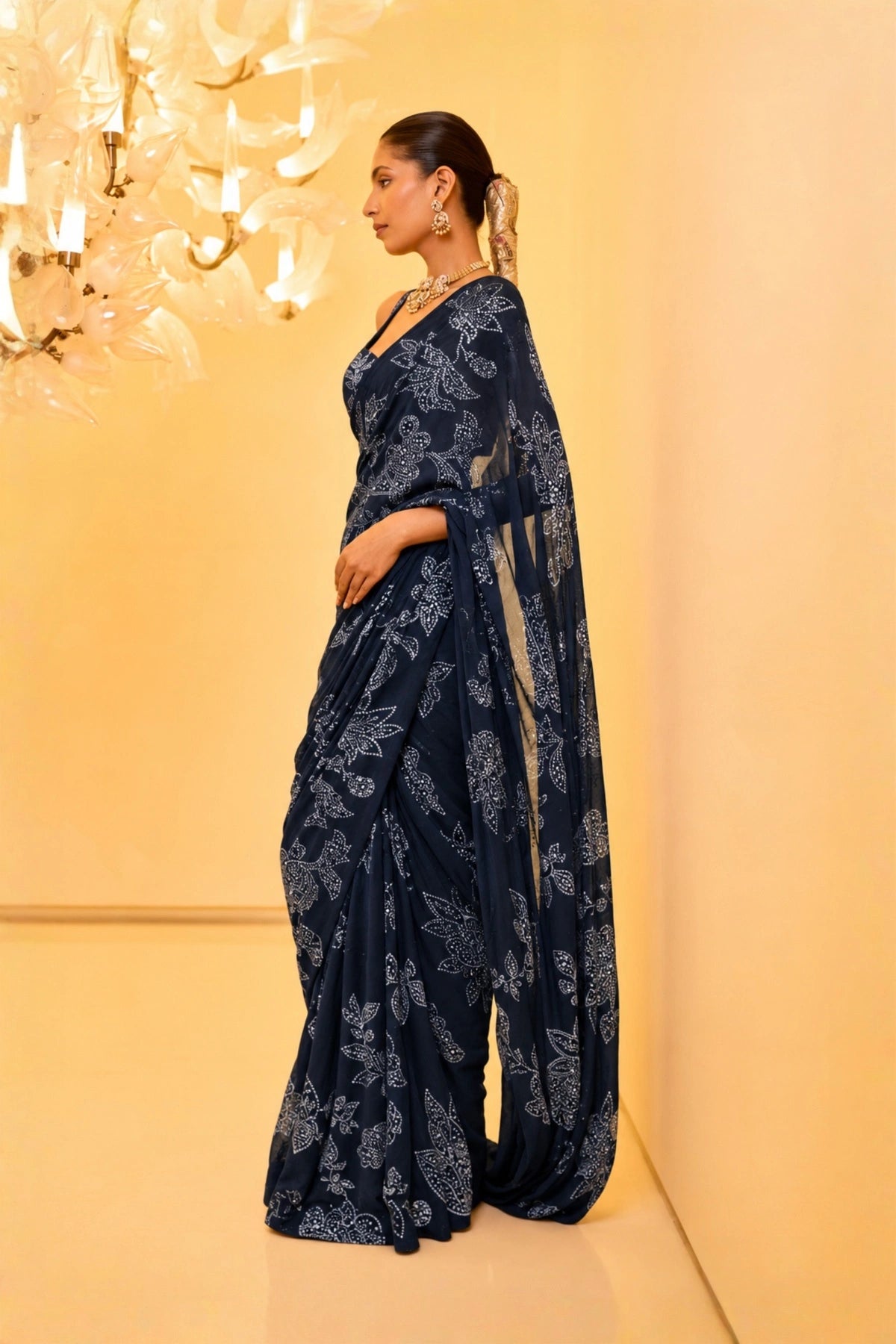 Swarovski Blue Saree Set