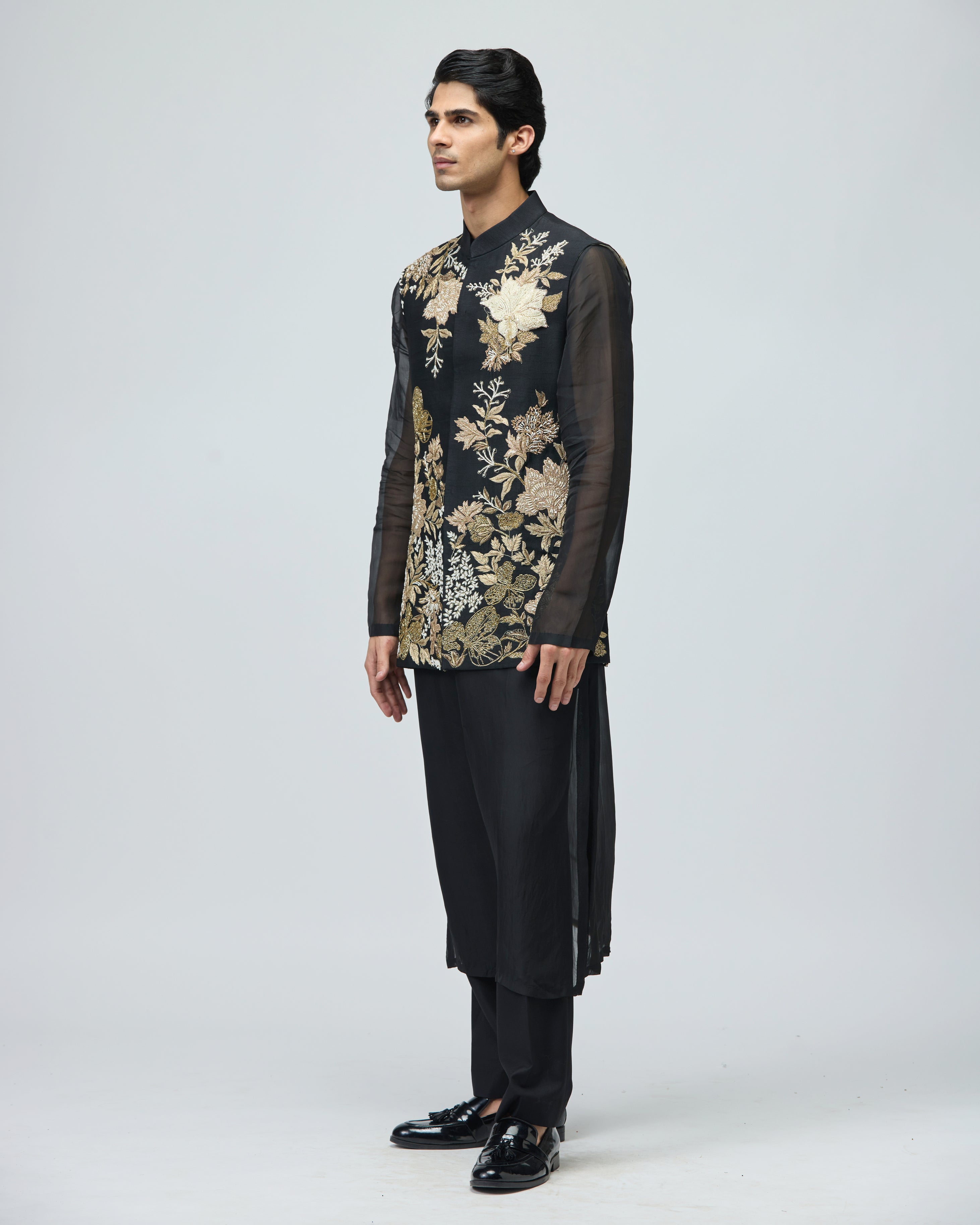 BLACK CHANDERI SILK BUNDI