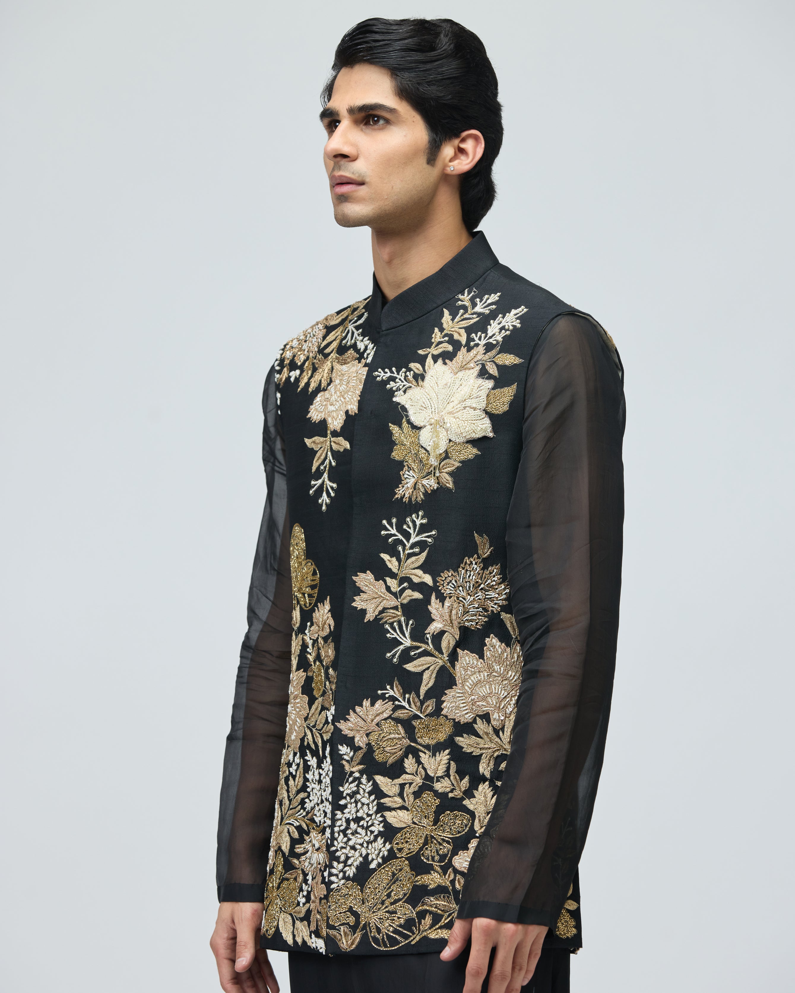 BLACK CHANDERI SILK BUNDI