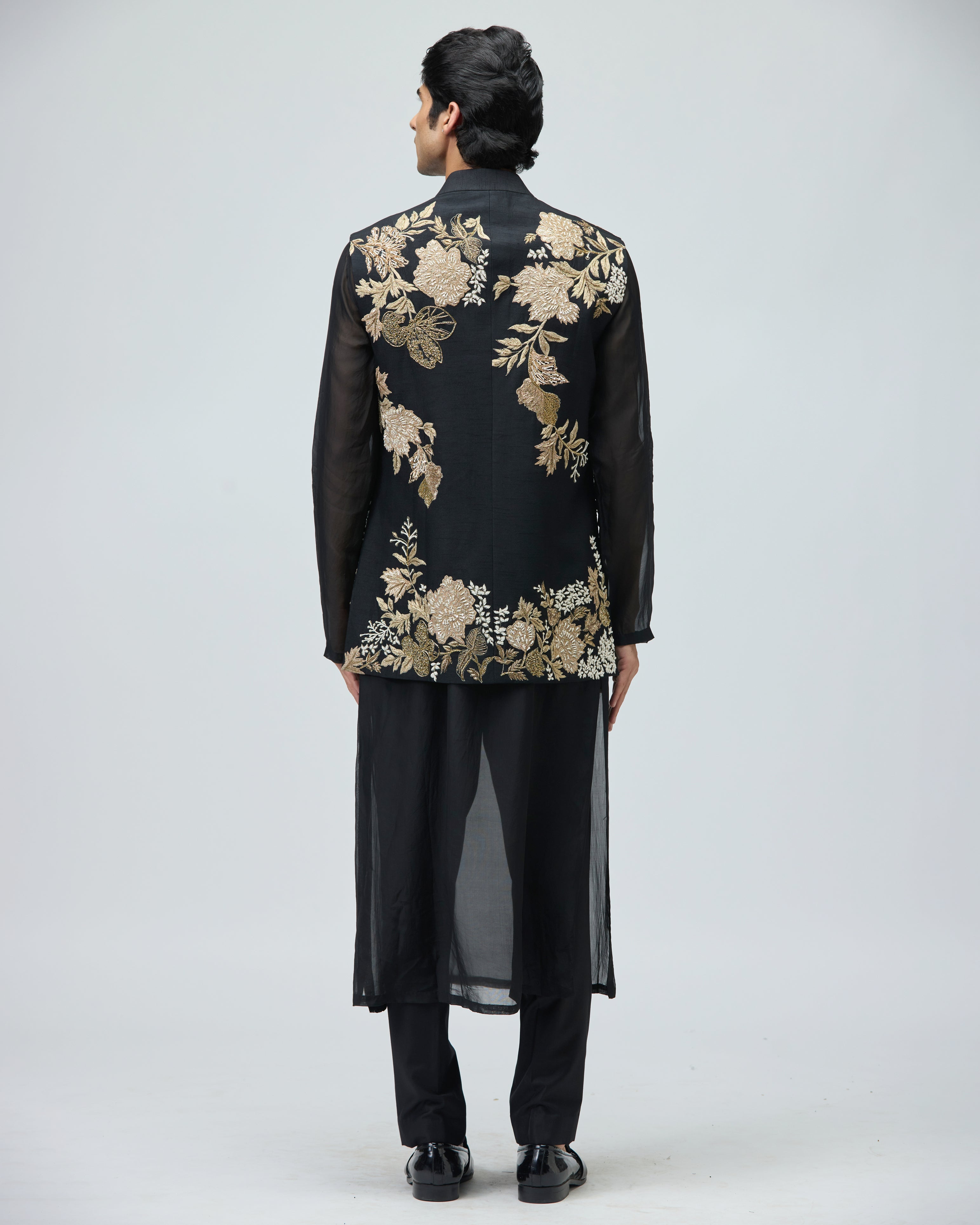 BLACK CHANDERI SILK BUNDI