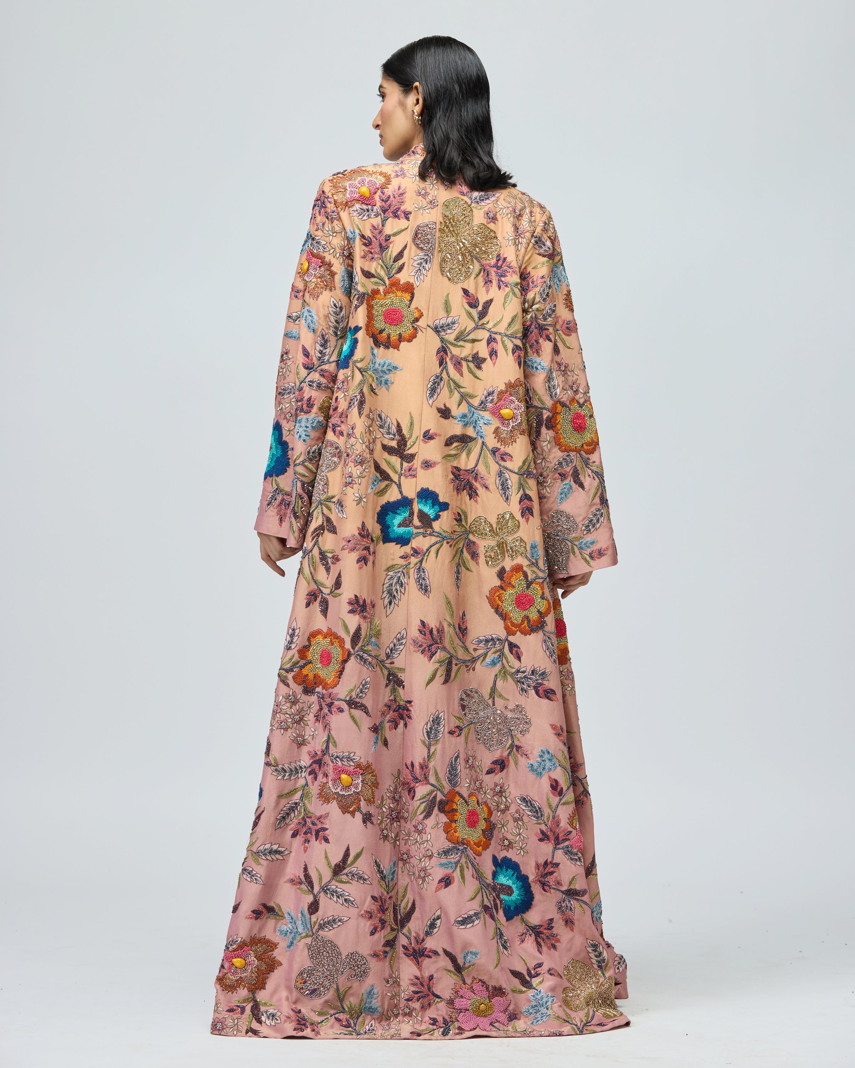 MULTICOLOR EMBROIDERED CAPE SET