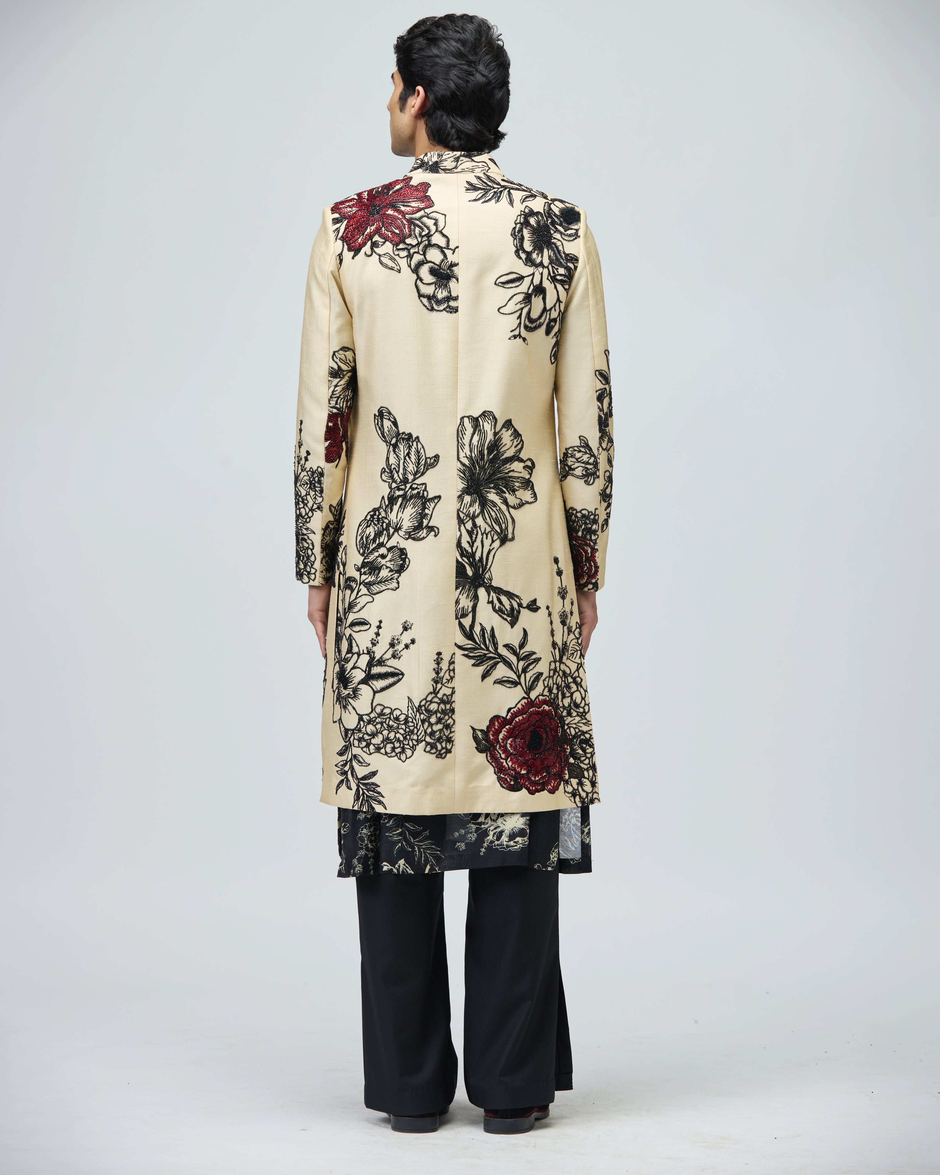 BEIGE MODAL DUPION SHERWANI SET