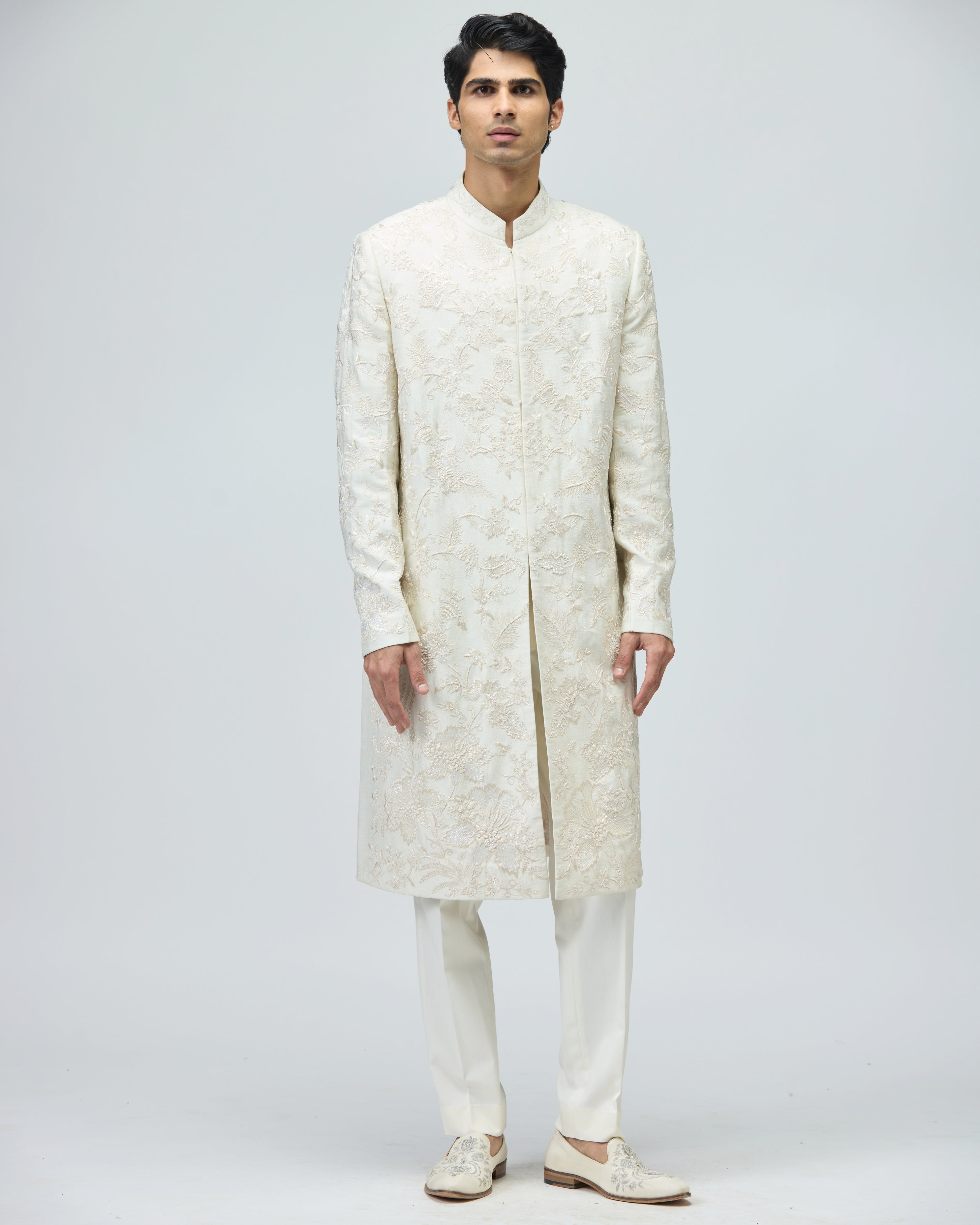 IVORY MODAL DUPION SHERWANI SET
