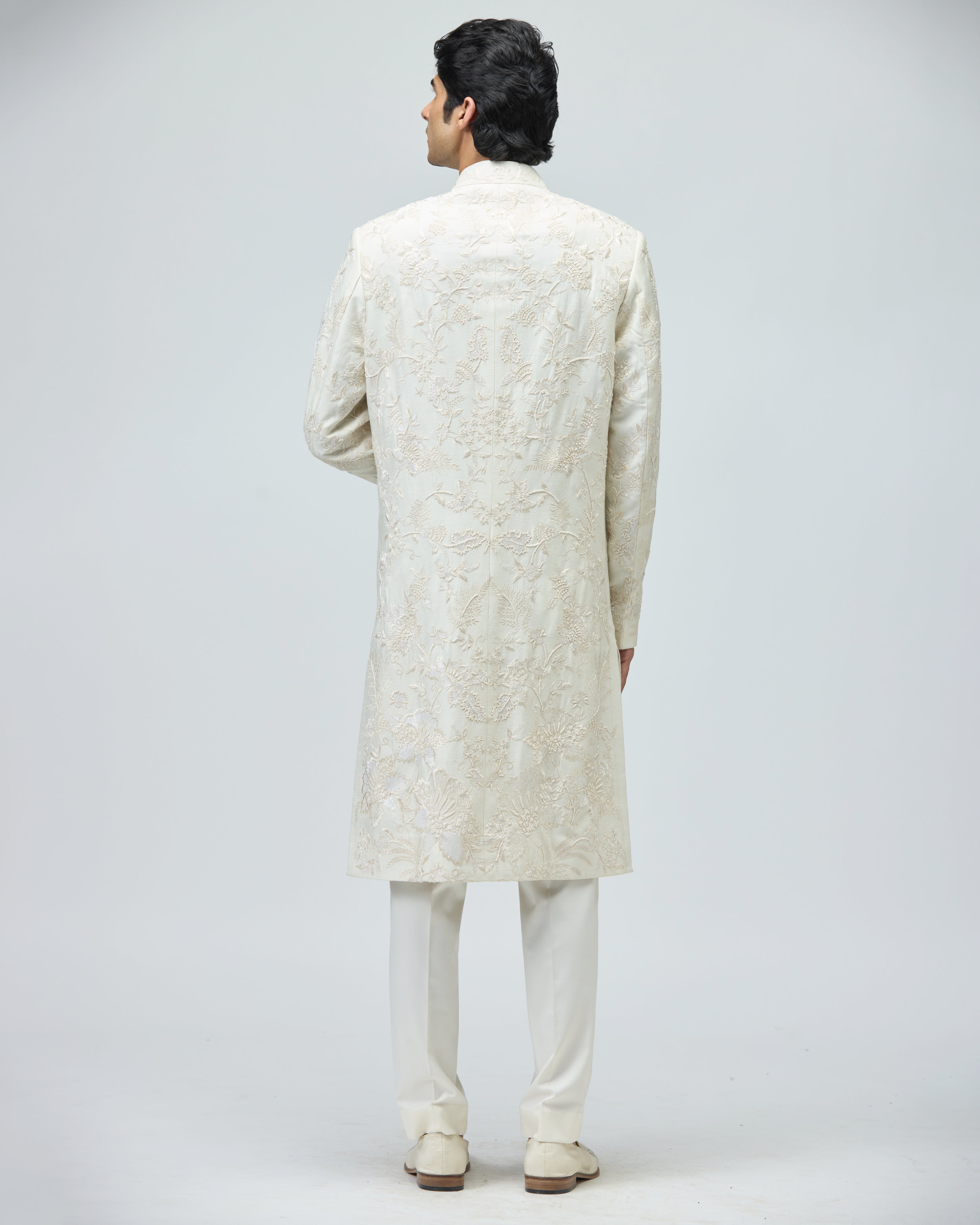 IVORY MODAL DUPION SHERWANI SET