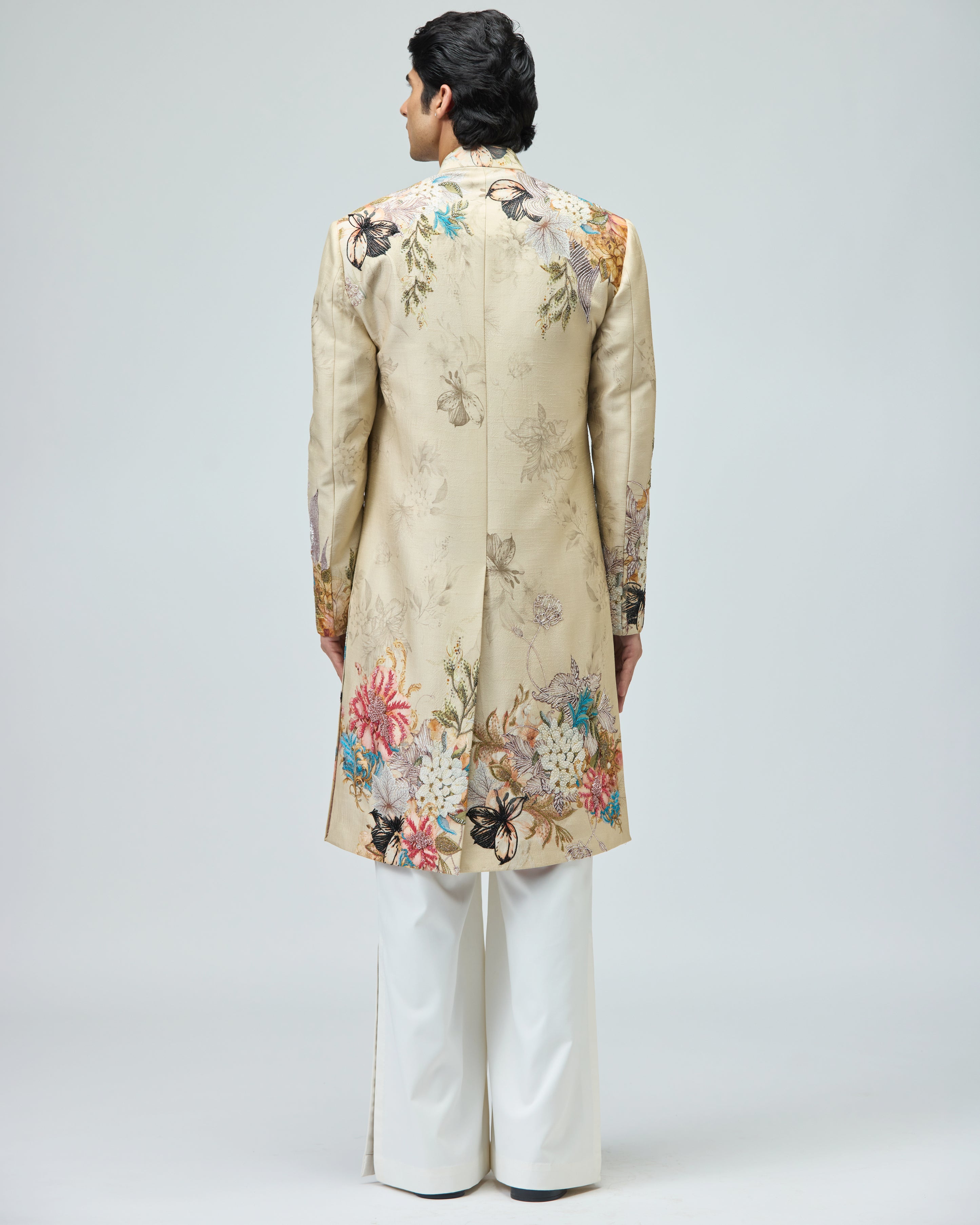 BEIGE LONG BANDHGALA