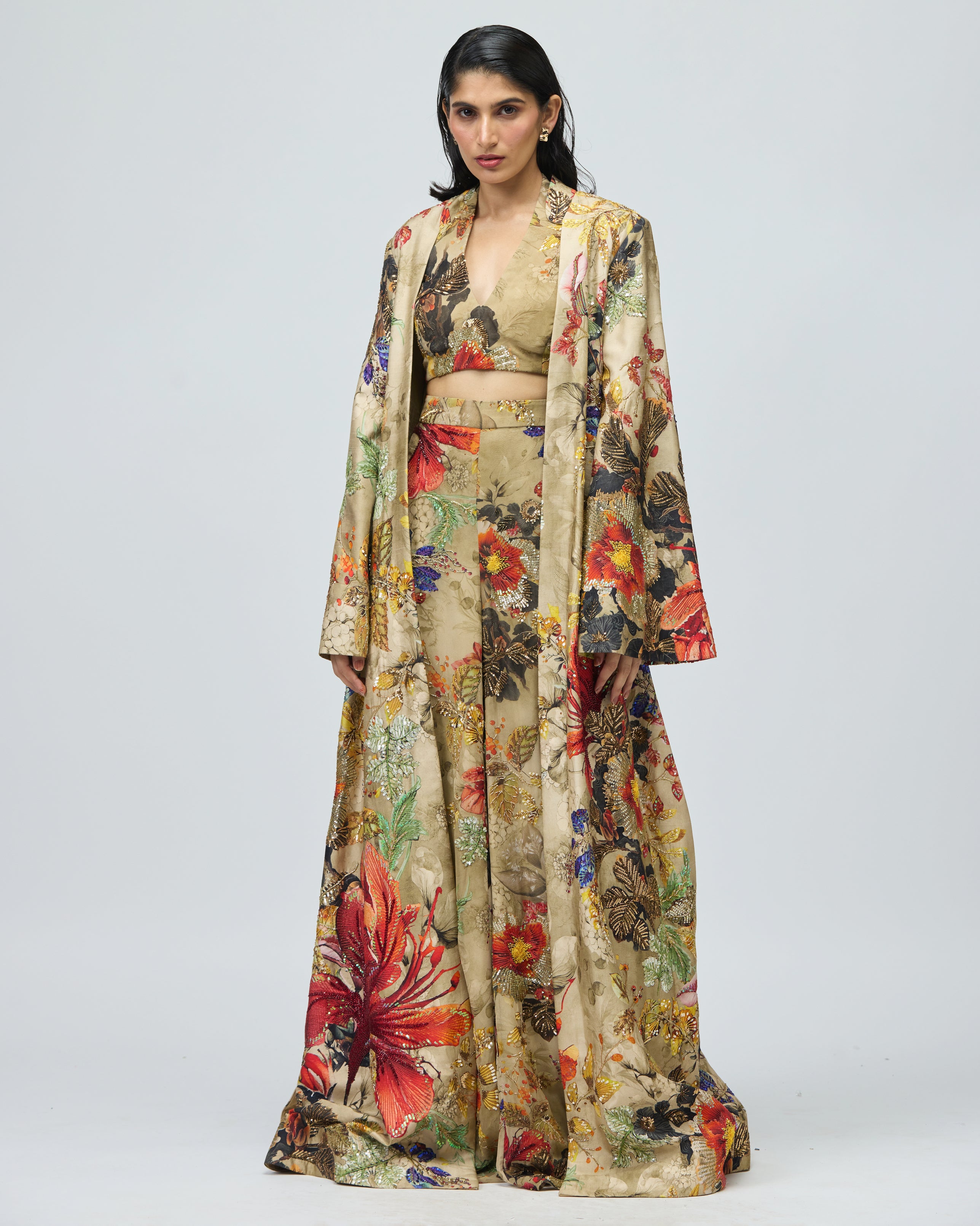 AUTUMN PRINTED FLOWERS CAPE SET