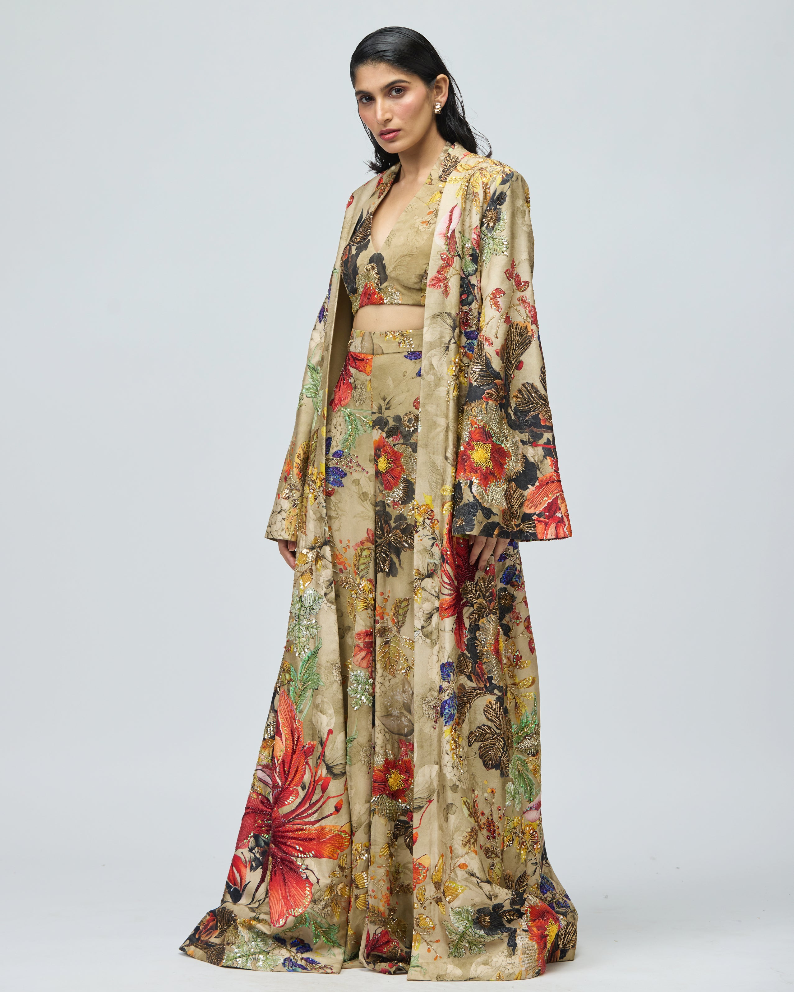 AUTUMN PRINTED FLOWERS CAPE SET