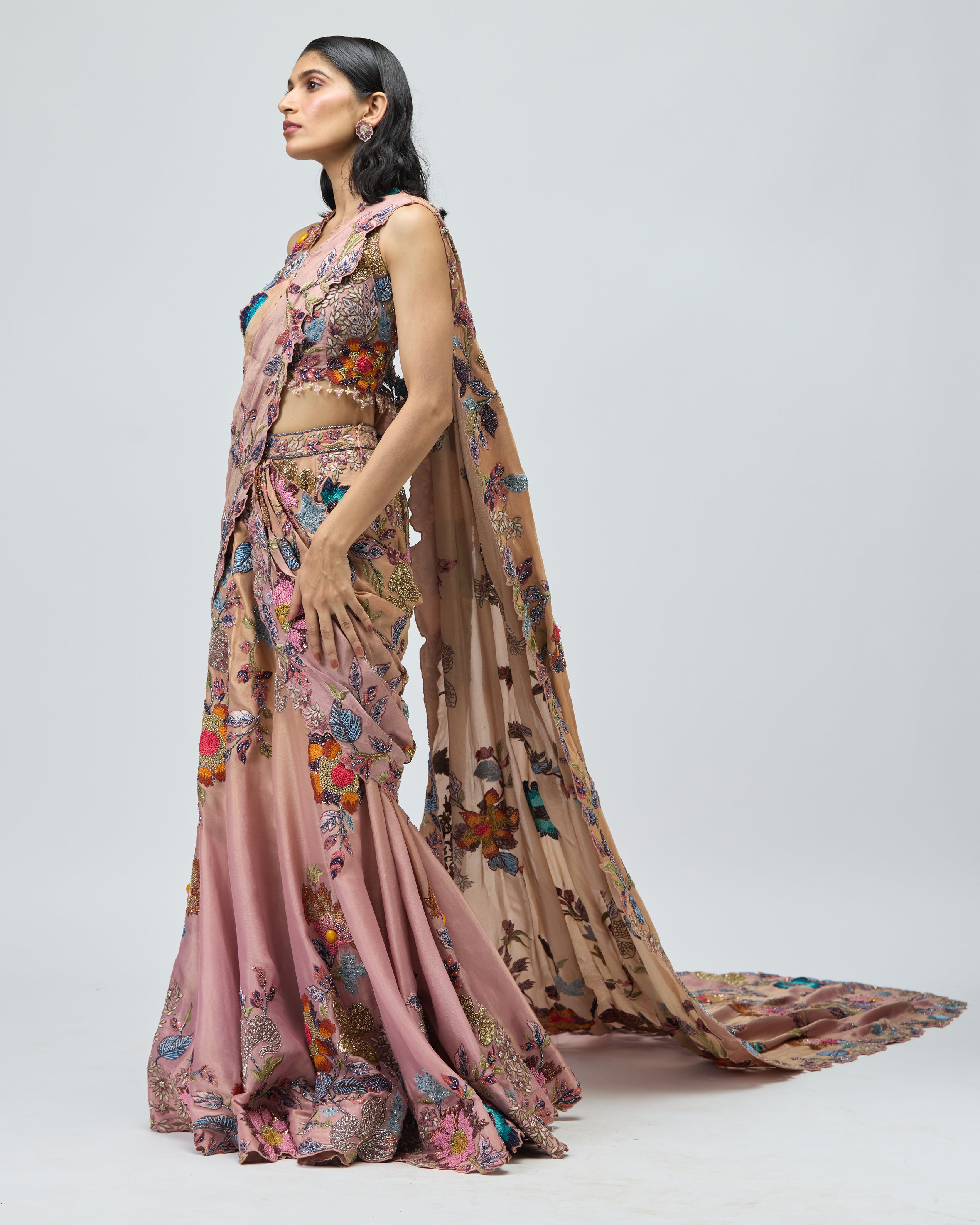 OMBRE TISSUE SAREE SET