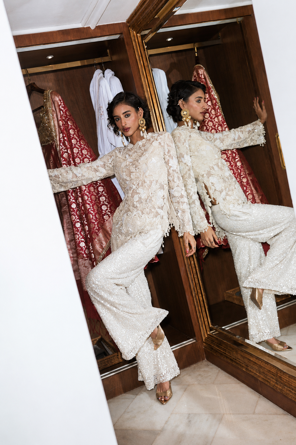 IVORY EMBELLISHED PEPLUM SET