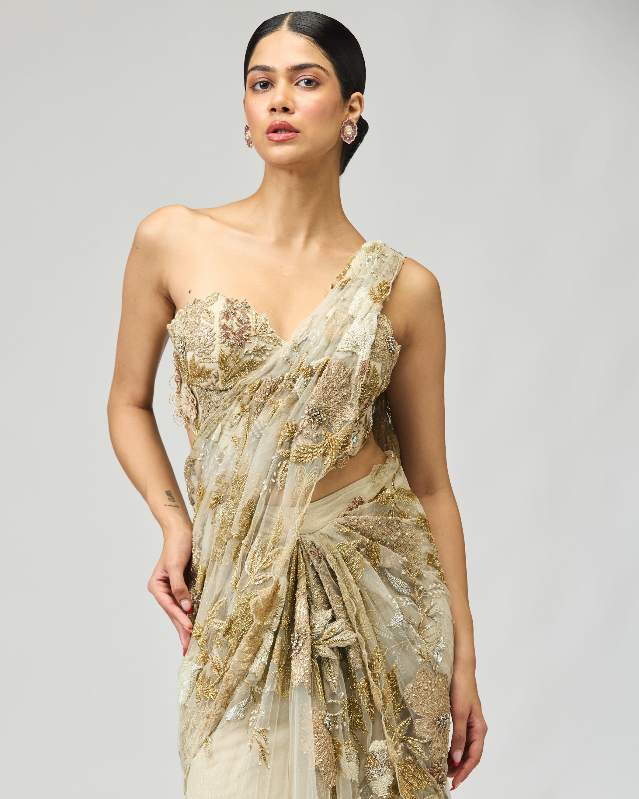 GOLD PATCH SAREE SET