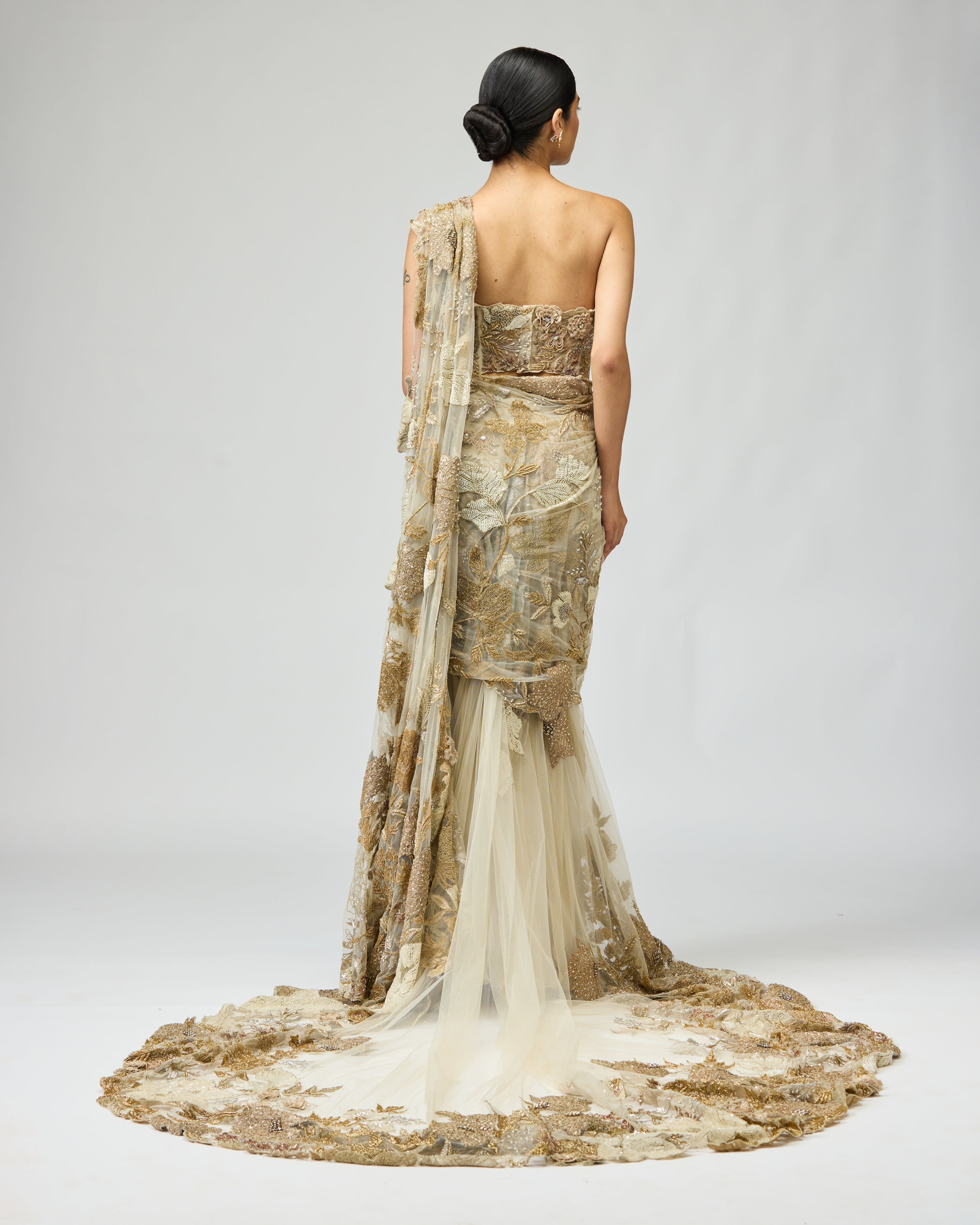 GOLD PATCH SAREE SET