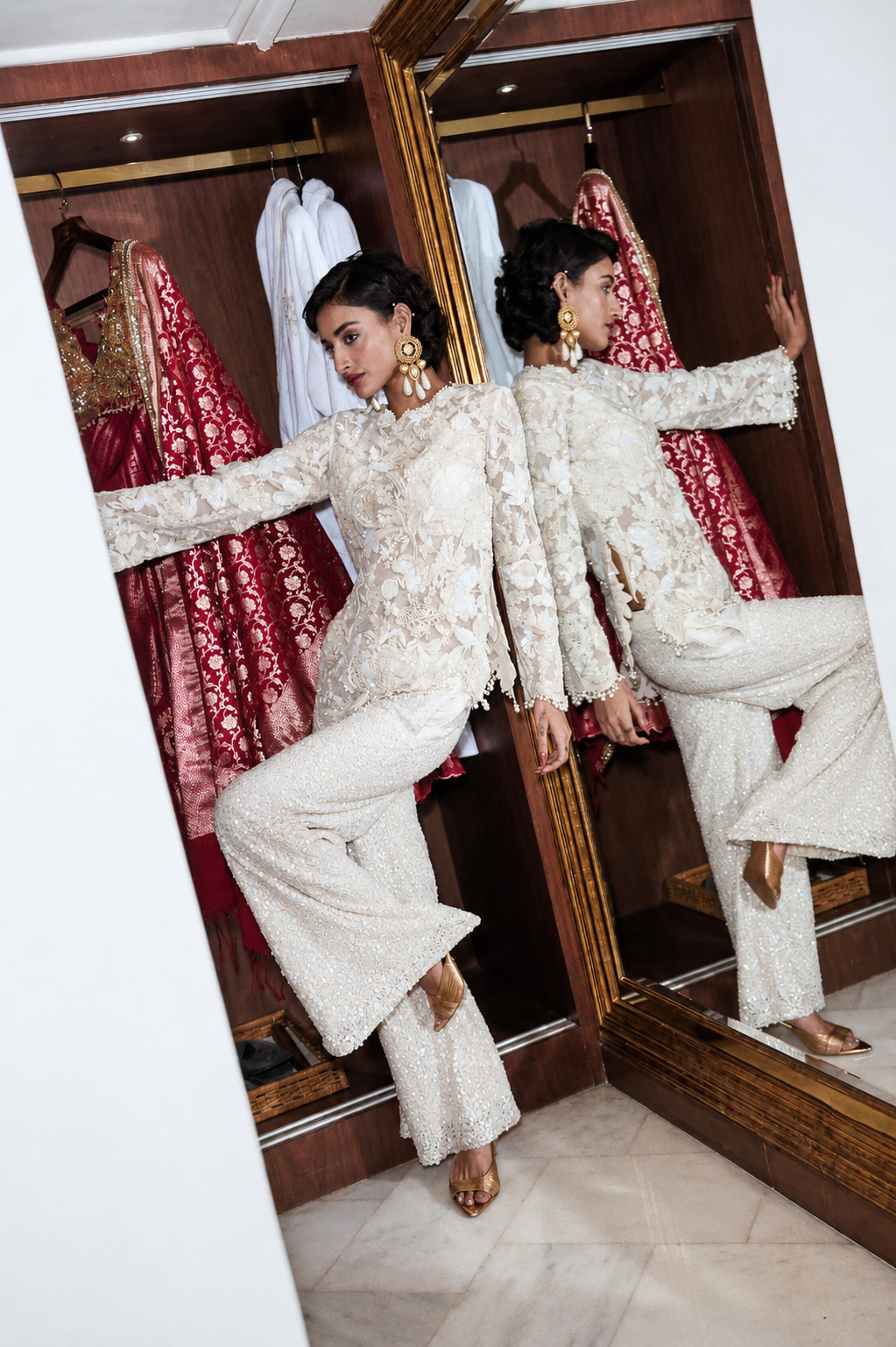 IVORY EMBELLISHED PEPLUM SET