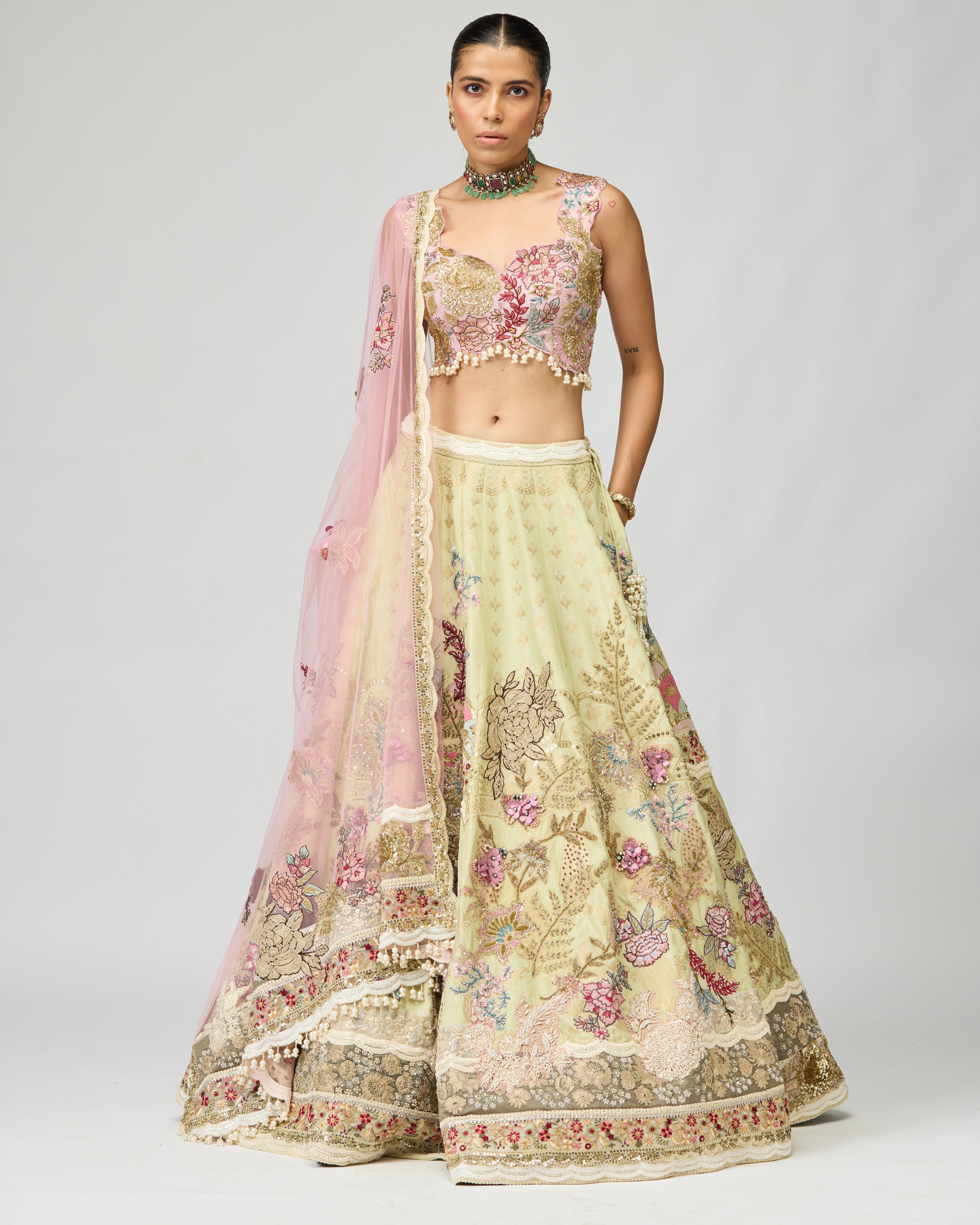3D PATCH WORK LEHENGA SET