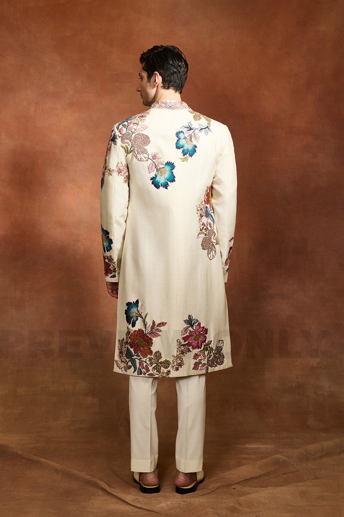 Ivory Embroidered Sherwani  Set