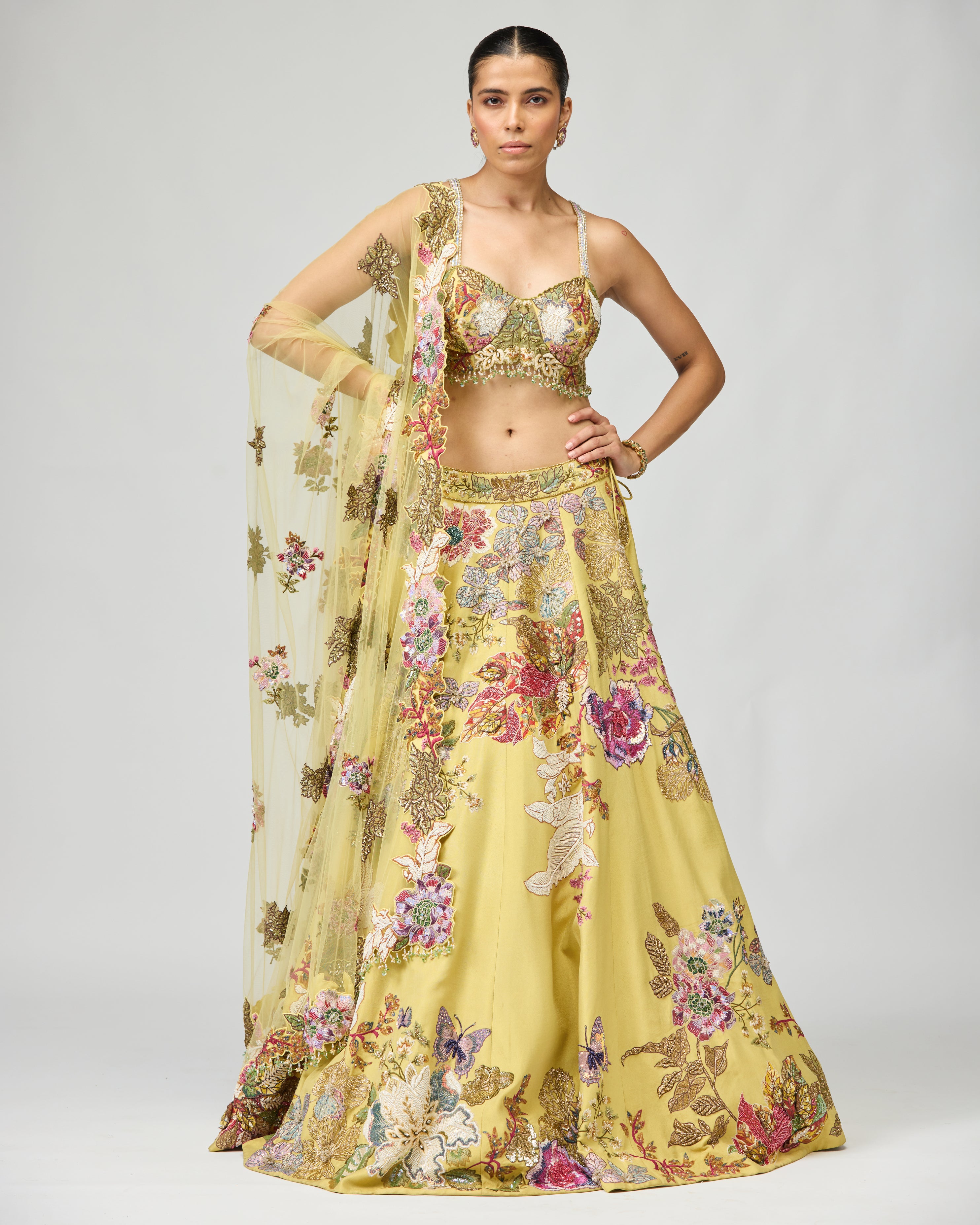 MULTI COLOR EMBROIDERED LEHENGA SET